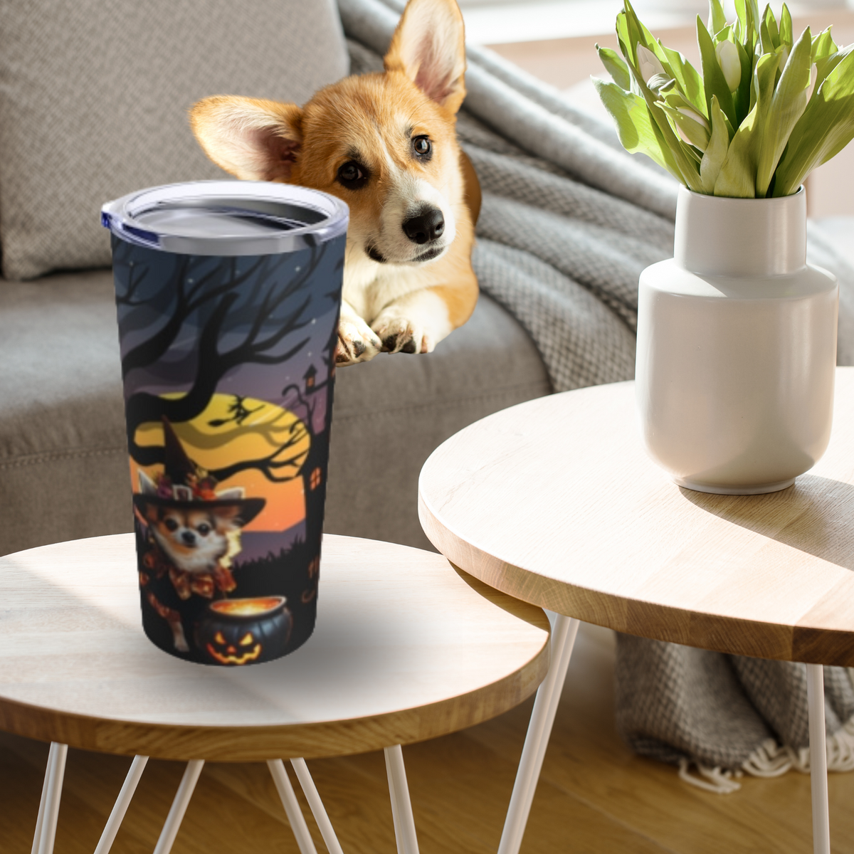 Corgi Halloween Witch tumbler