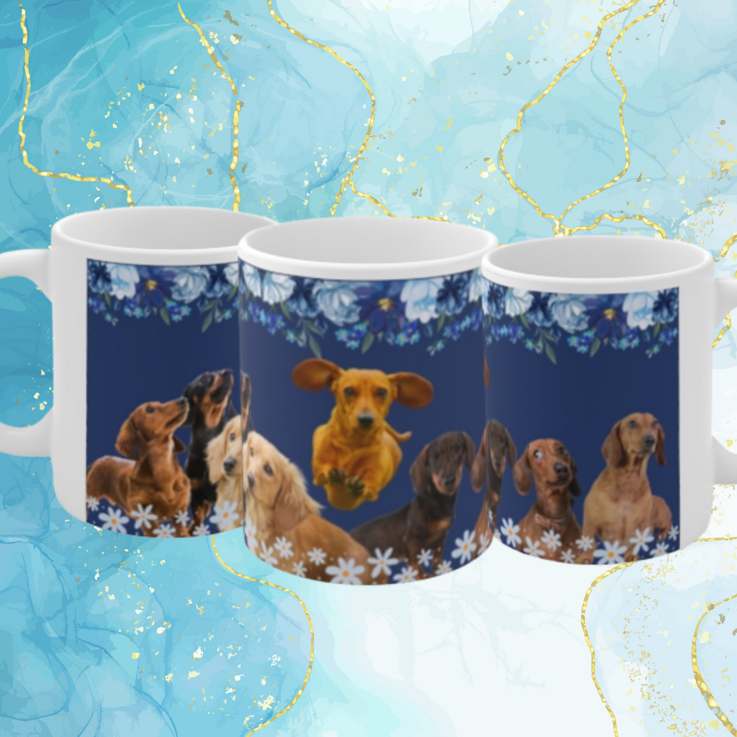 dacshund dog pack Ceramic Mug 11oz