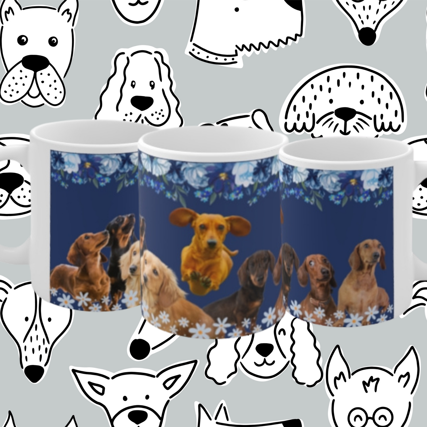 dacshund dog pack Ceramic Mug 11oz