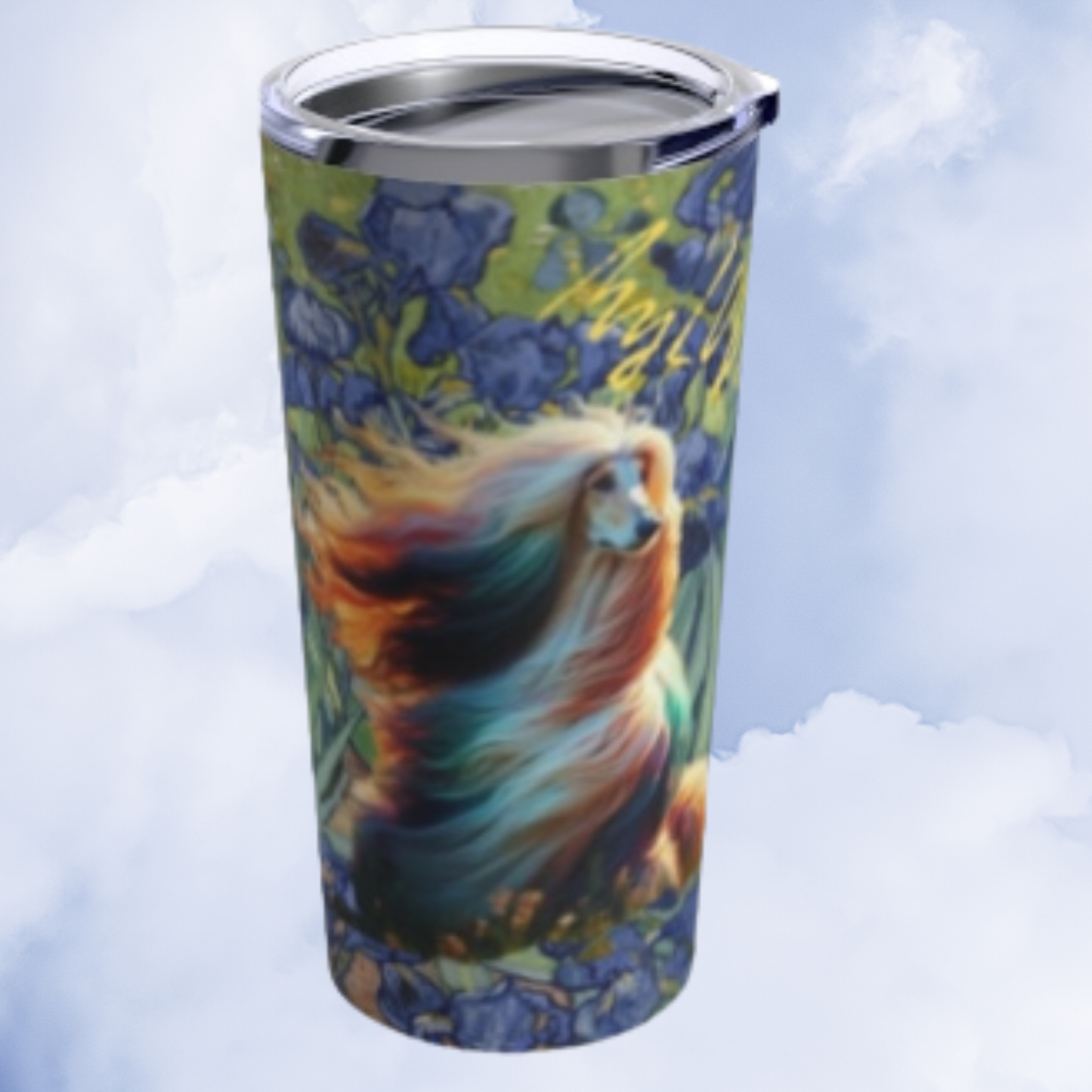 Artistic Afghan Hound Impressionist 20 oz Coffee Tumbler - Van Gogh inspired