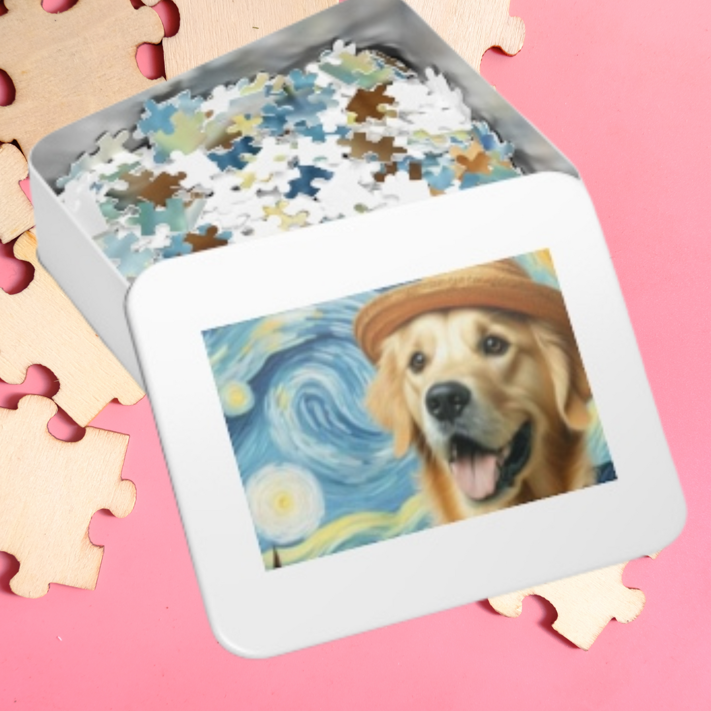 Golden Retriever in Van Gogh style Jigsaw Puzzle (30, 110, 252, 500,1000-Piece)