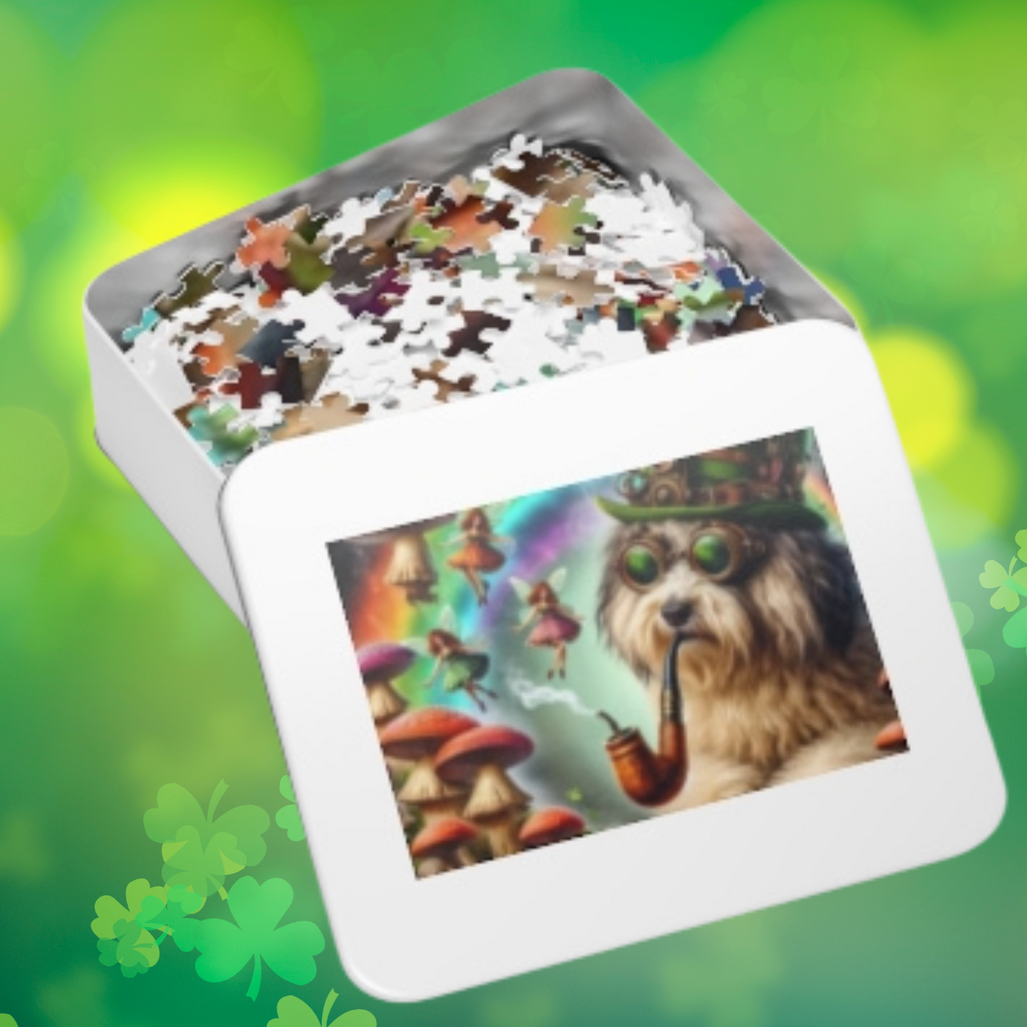 St Patricks day Irish wolfhound fairy circle Jigsaw Puzzle (30, 110, 252, 500,1000-Piece)