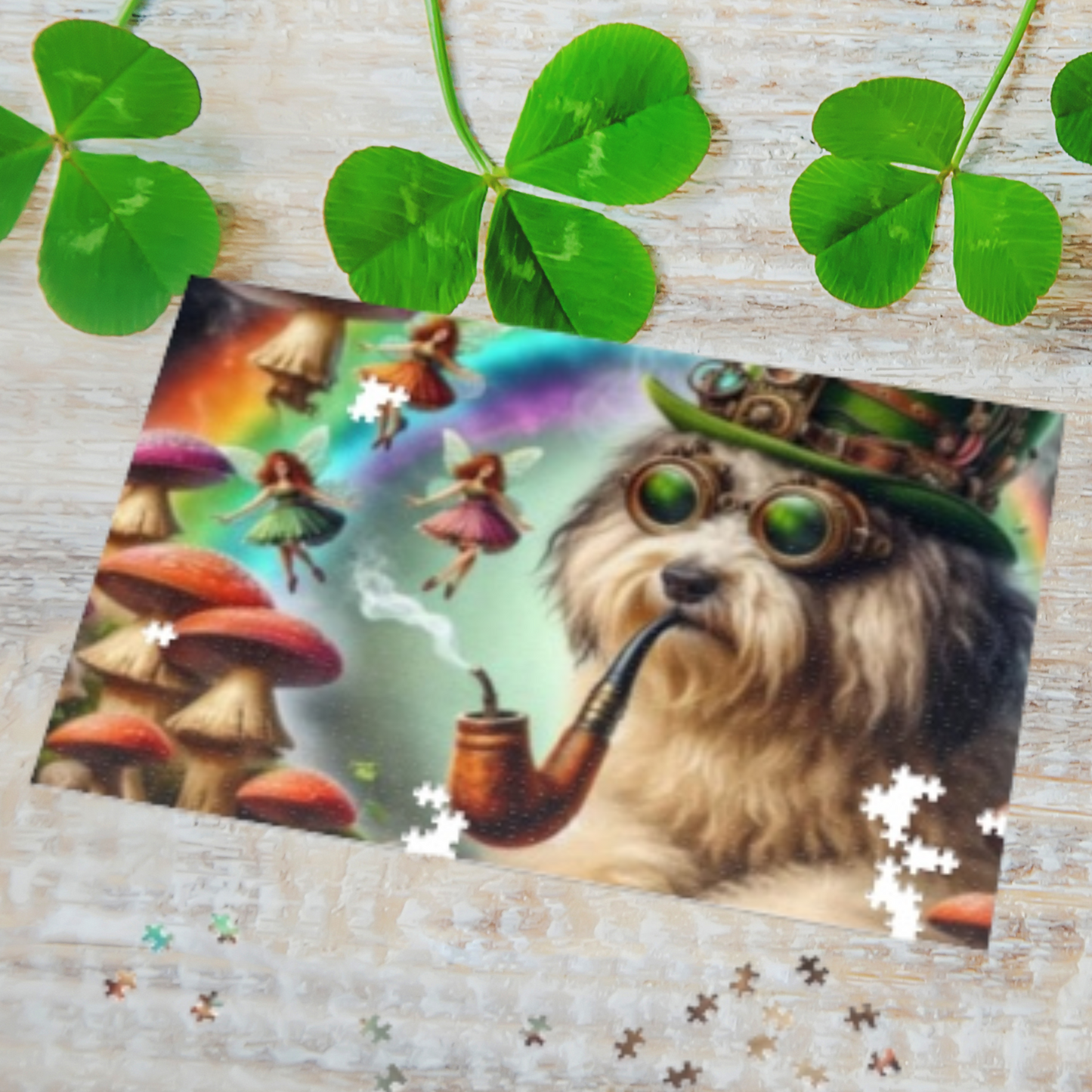 St Patricks day Irish wolfhound fairy circle Jigsaw Puzzle (30, 110, 252, 500,1000-Piece)