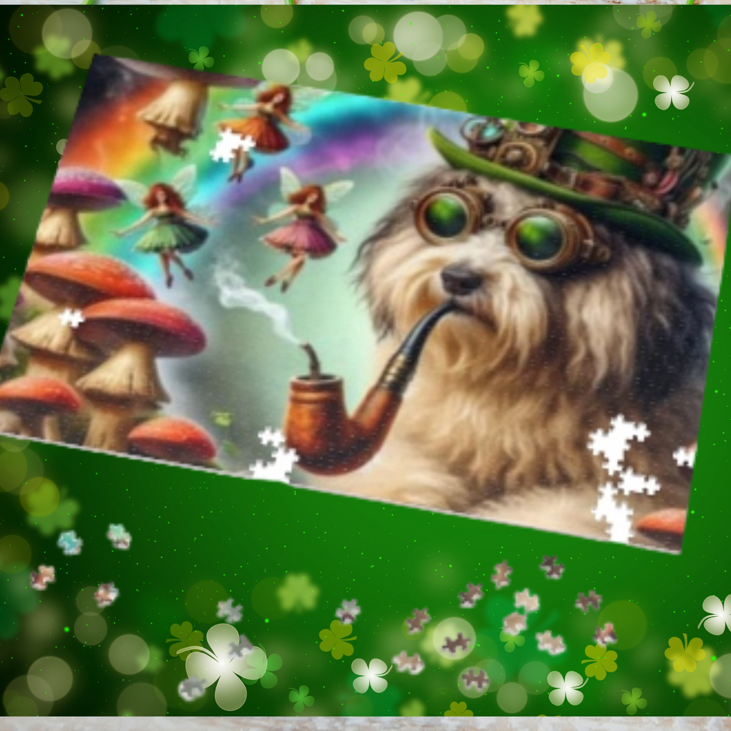 St Patricks day Irish wolfhound fairy circle Jigsaw Puzzle (30, 110, 252, 500,1000-Piece)