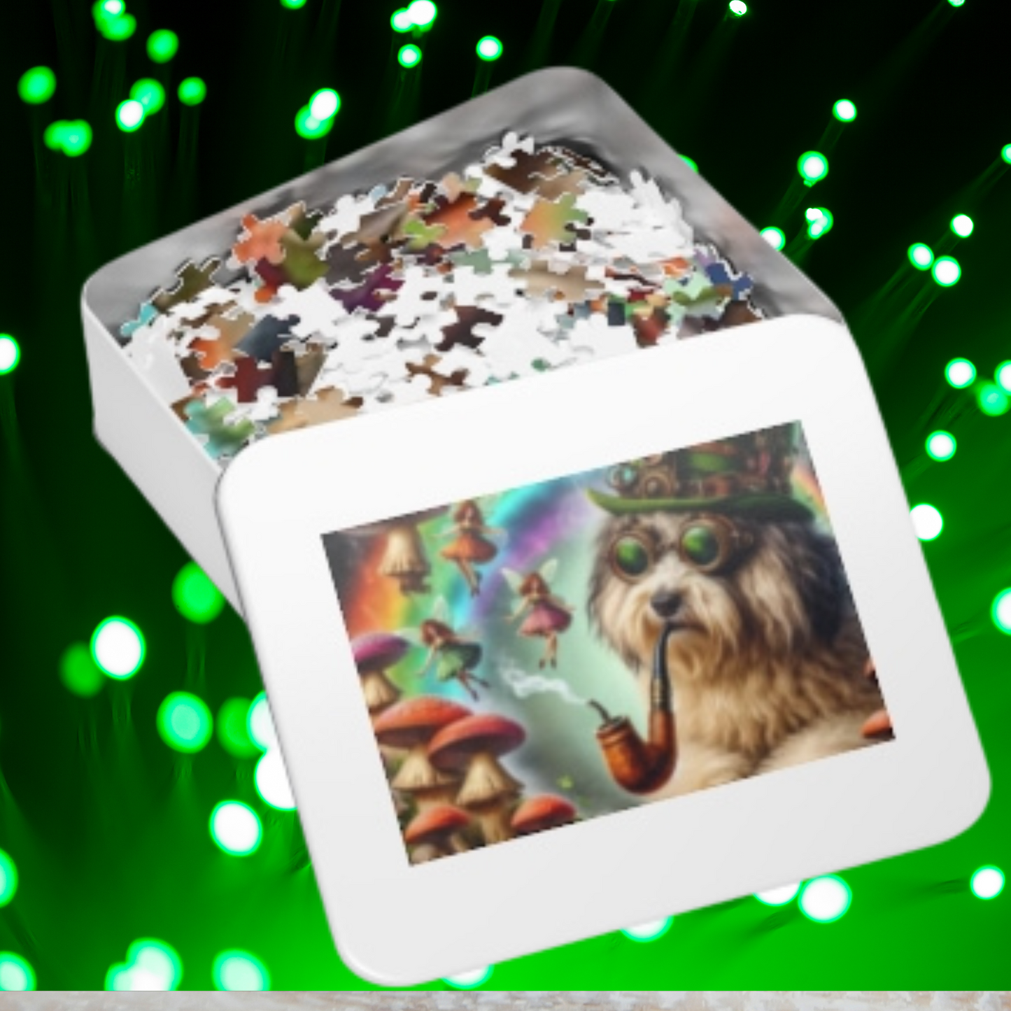 St Patricks day Irish wolfhound fairy circle Jigsaw Puzzle (30, 110, 252, 500,1000-Piece)