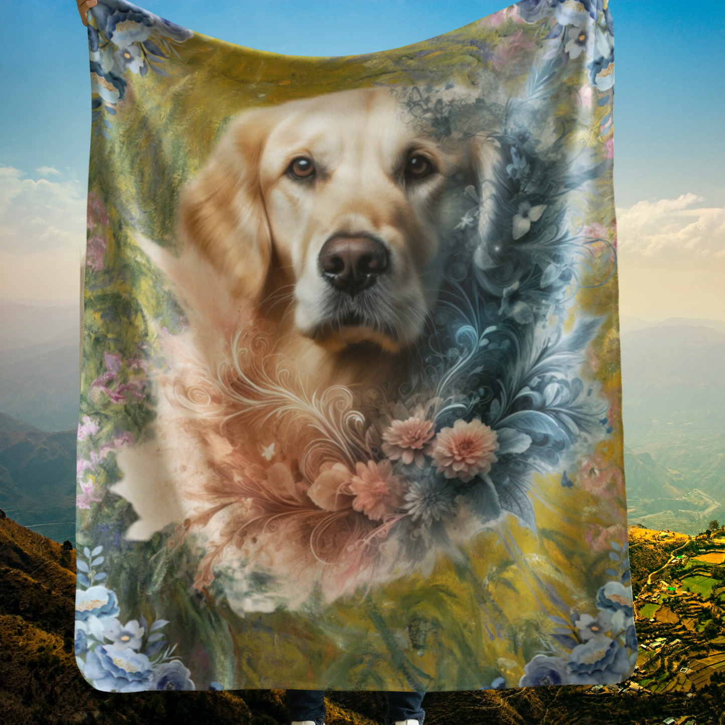 Golden Retriever Imprssionist Sherpa Blanket