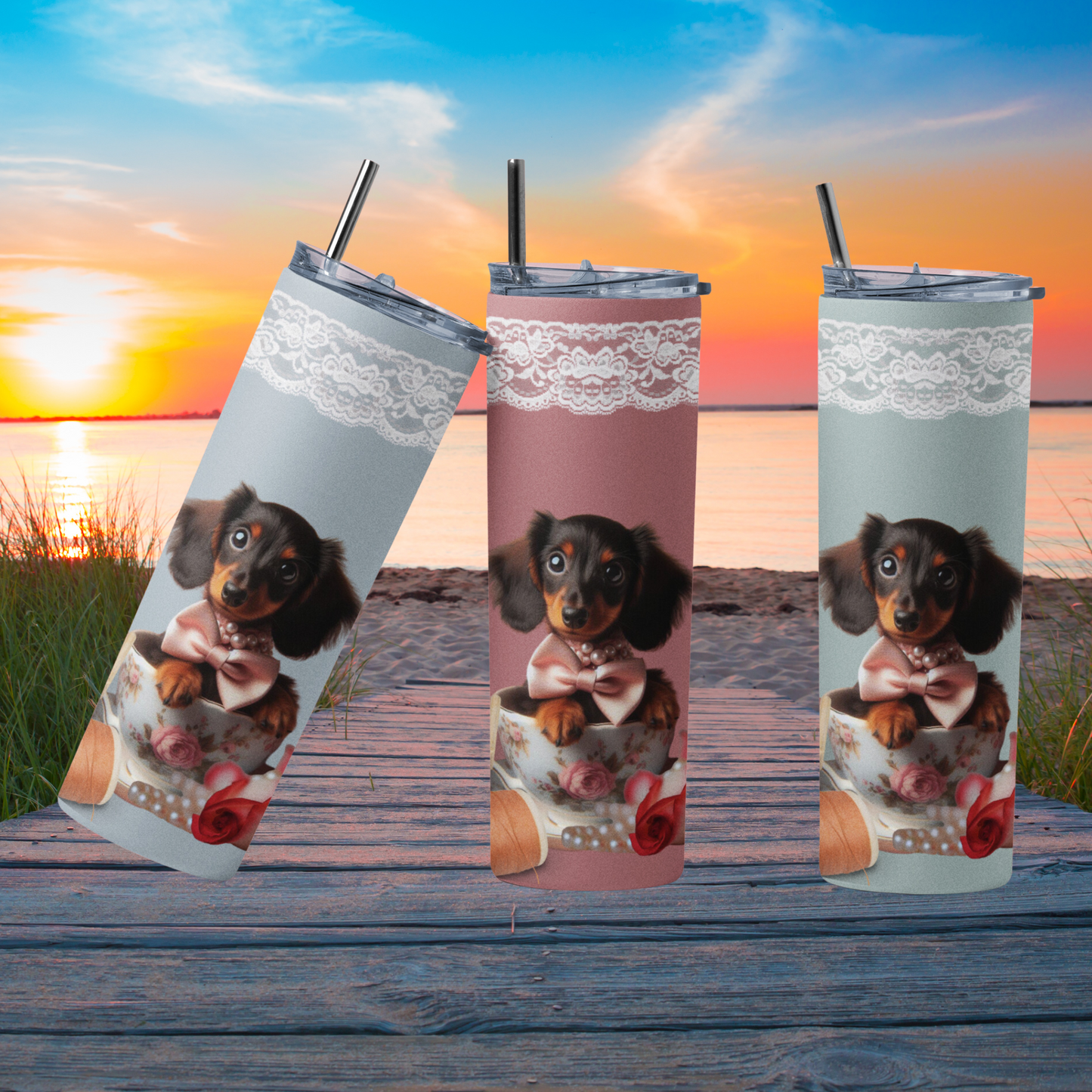 Too Cute Teacup Dacshund Puppy Maars Maker Skinny Matte Tumbler, 20oz