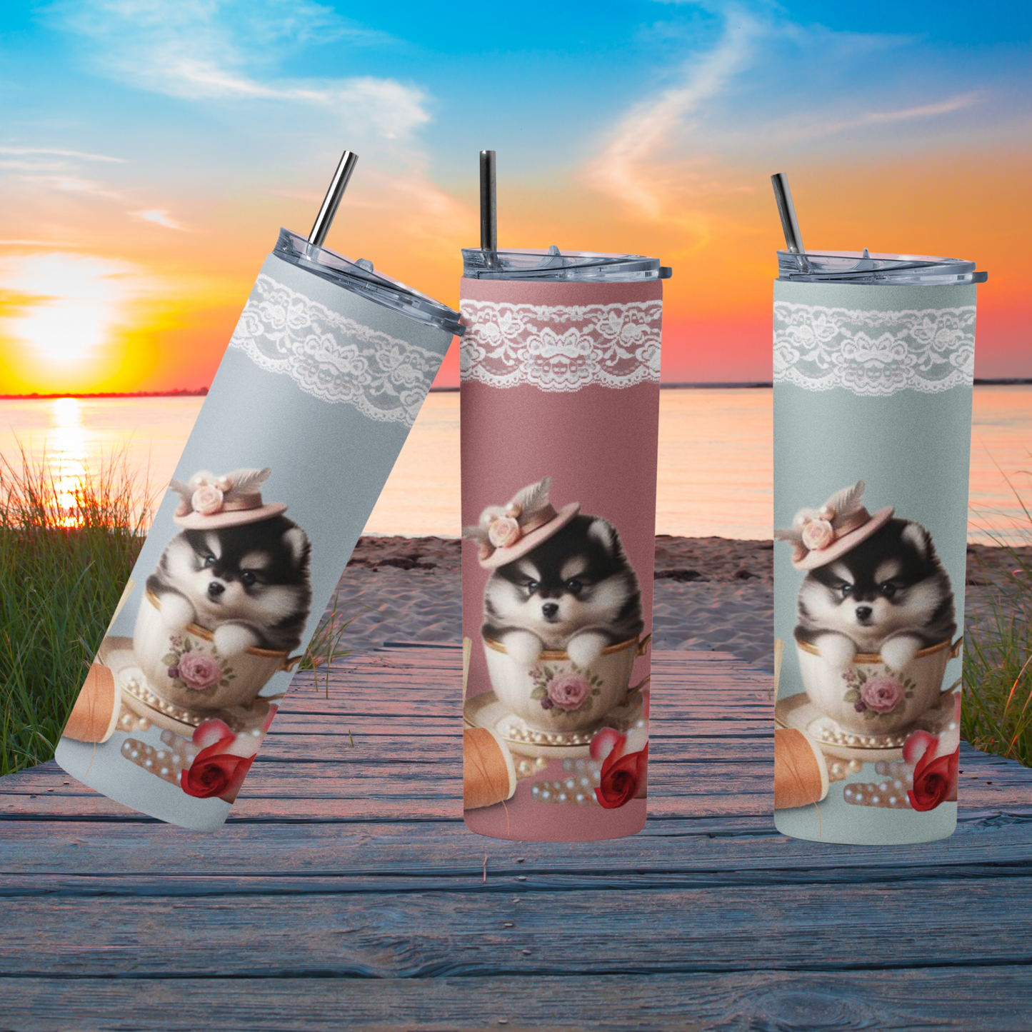 Too Cute Teacup Pomsky Puppy Maars Maker Skinny Matte Tumbler, 20oz