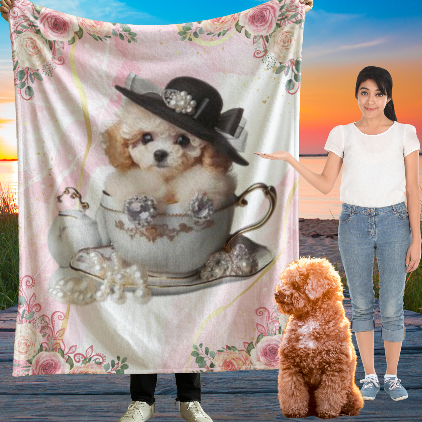 Too cute Teacup Poodle puppy Sherpa Fleece Blanket