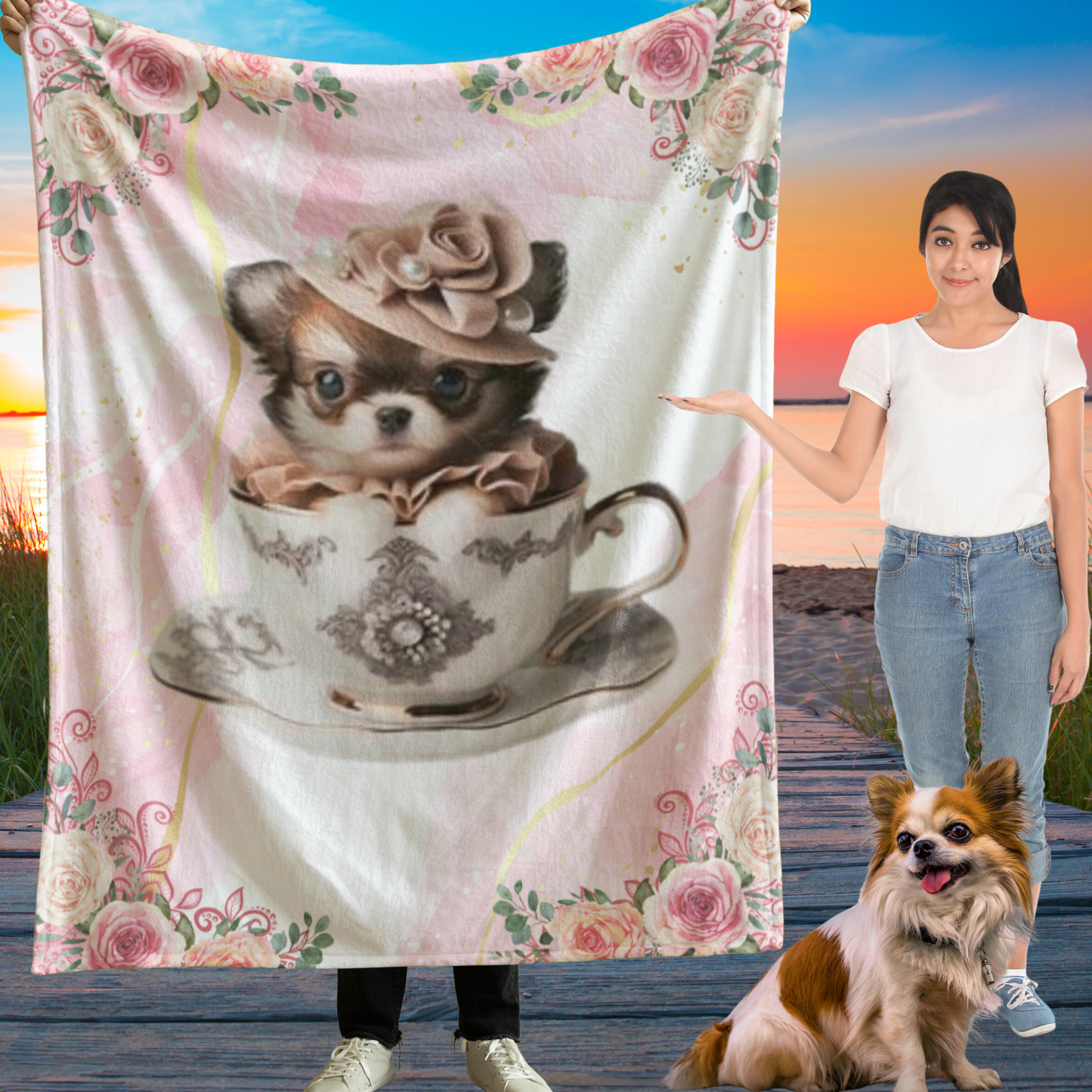too Cute Teacup Chihuahua Puppy Sherpa Fleece Blanket