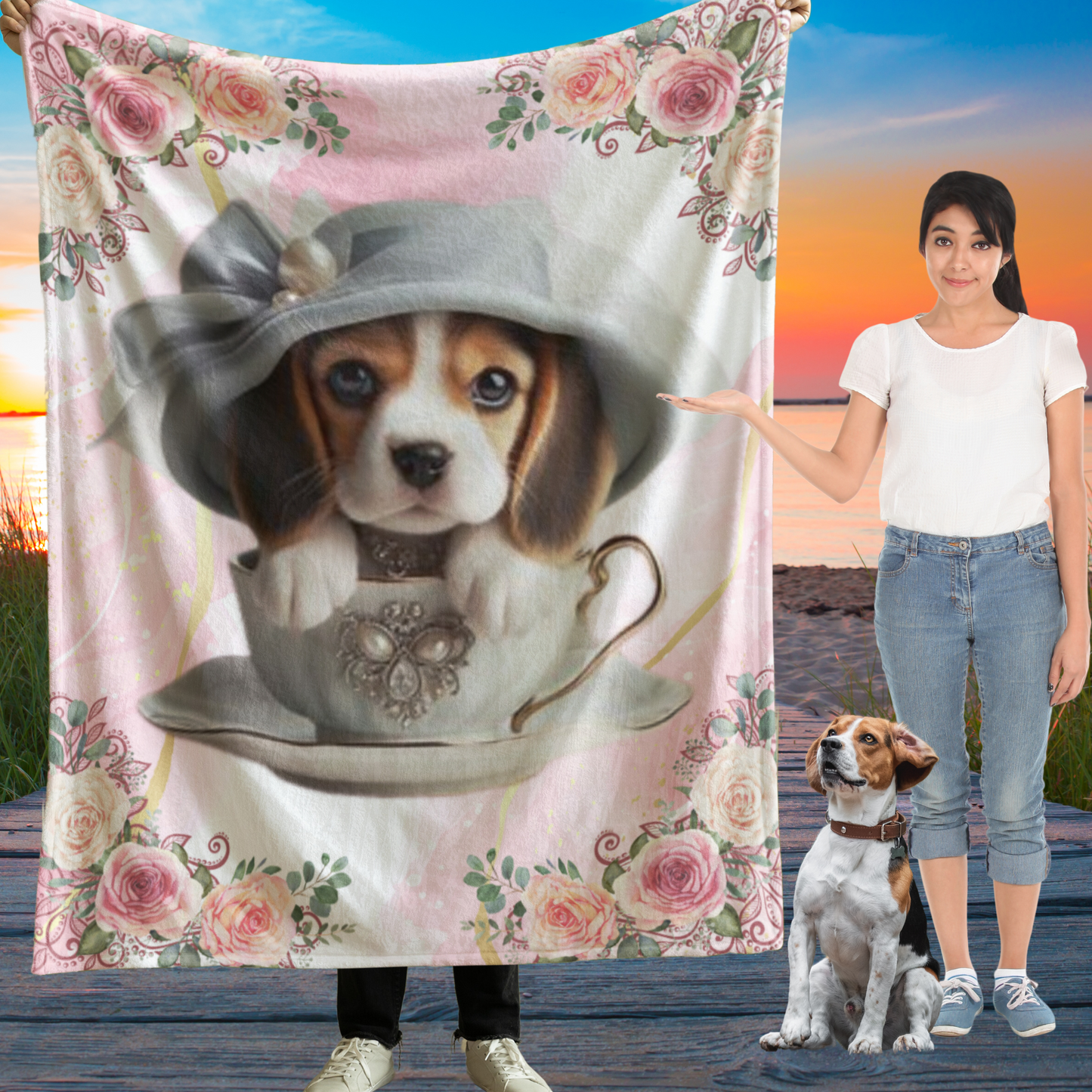 Too Cute Teacup Puppy Beagle Sherpa Fleece Blanket
