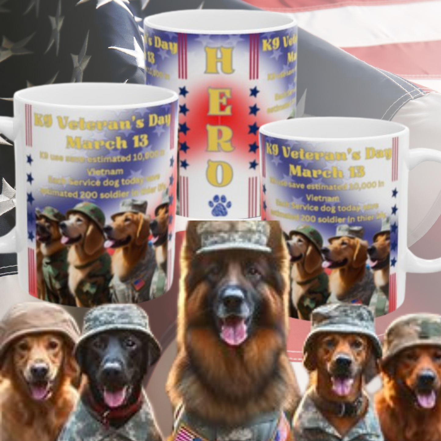 K9 veterans rememberance ceramic coffee mug 11oz