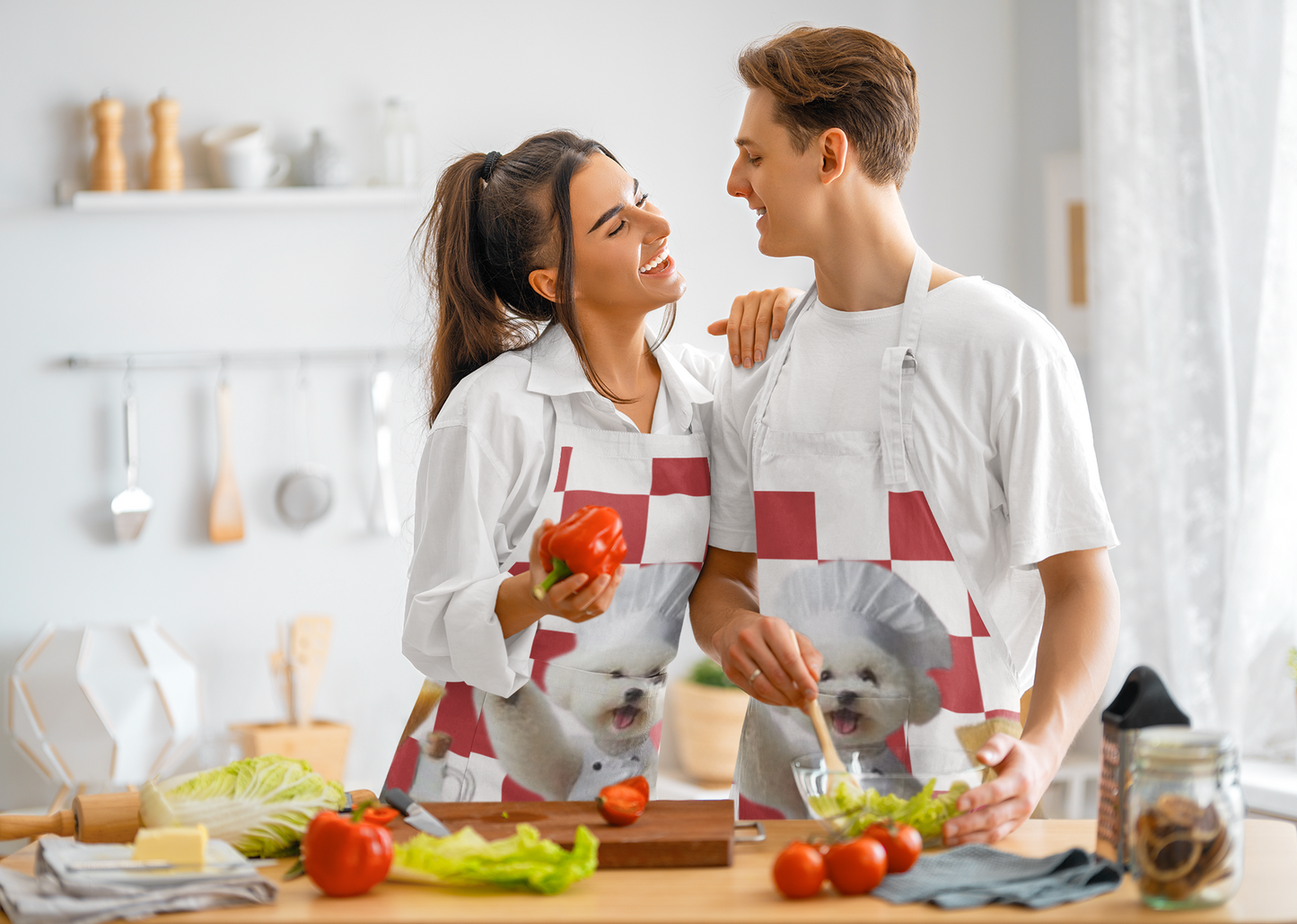 Bichon Frise Italian chef Apron