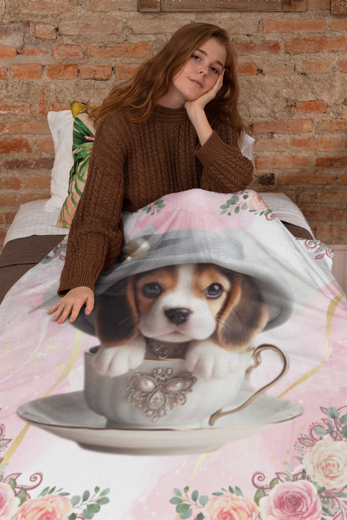 Too Cute Teacup Puppy Beagle Sherpa Fleece Blanket