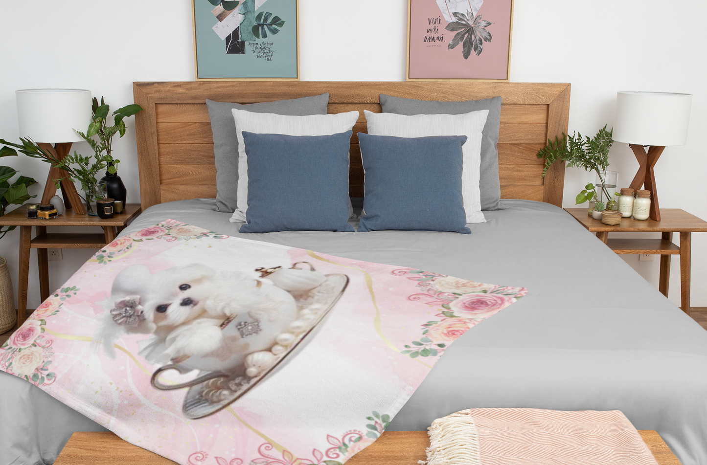 Too CuteTteacup Maltese Puppy Sherpa Fleece Blanket