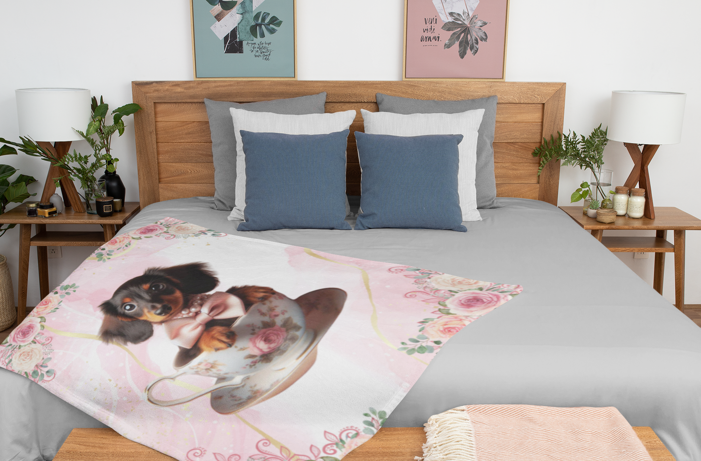 Too Cute Teacup Dacshund Puppy Sherpa Fleece Blanket