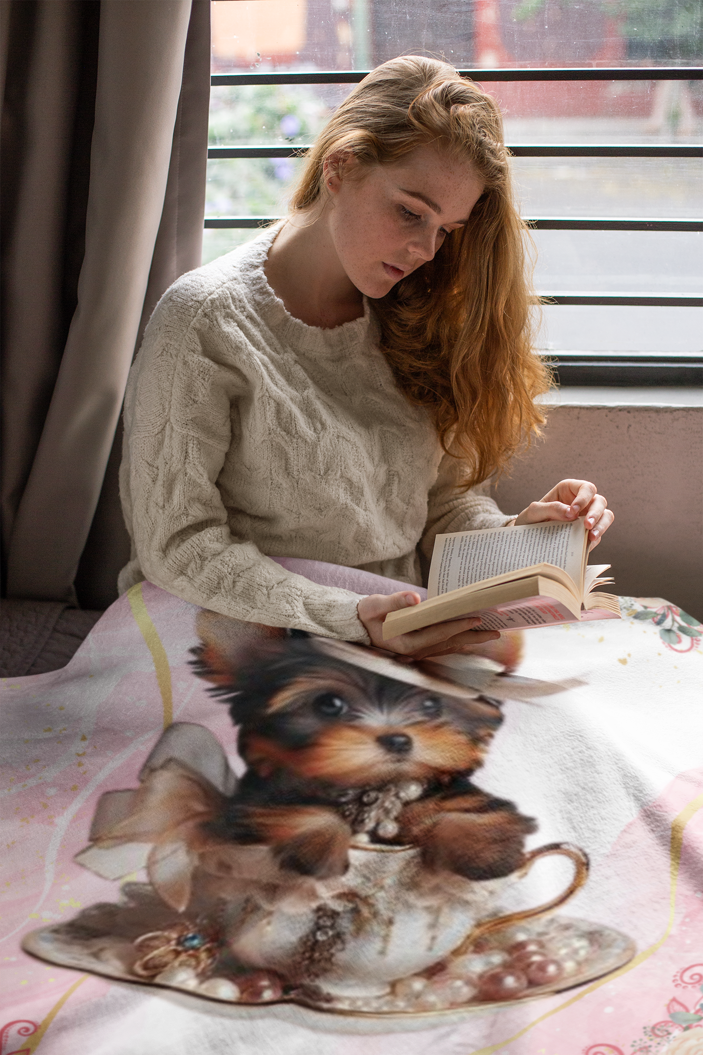 Too Cute Teacup puppy Yorkie Sherpa Fleece Blanket