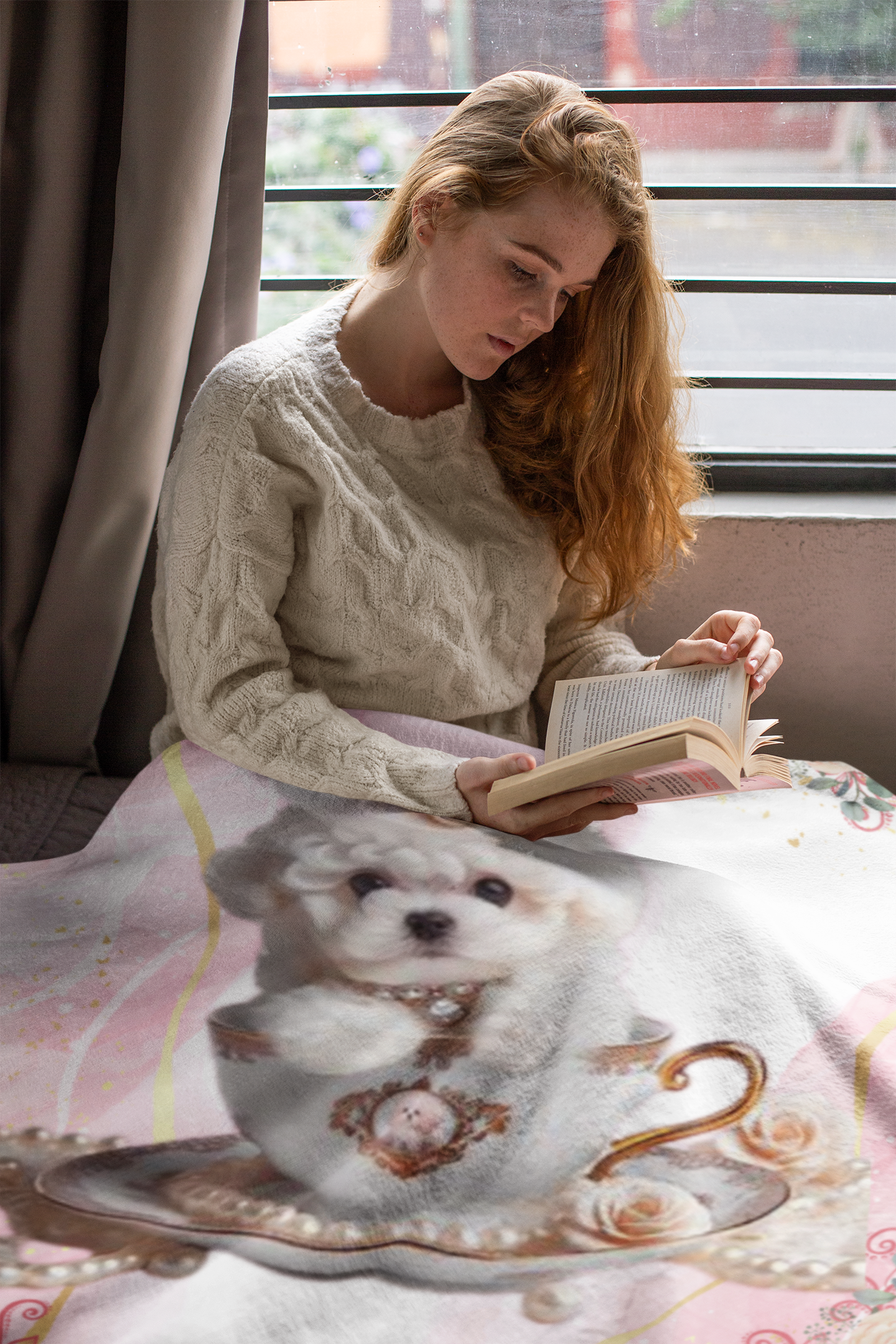 Too Cute Teacup puppy Bichon Frise Sherpa Fleece Blanket