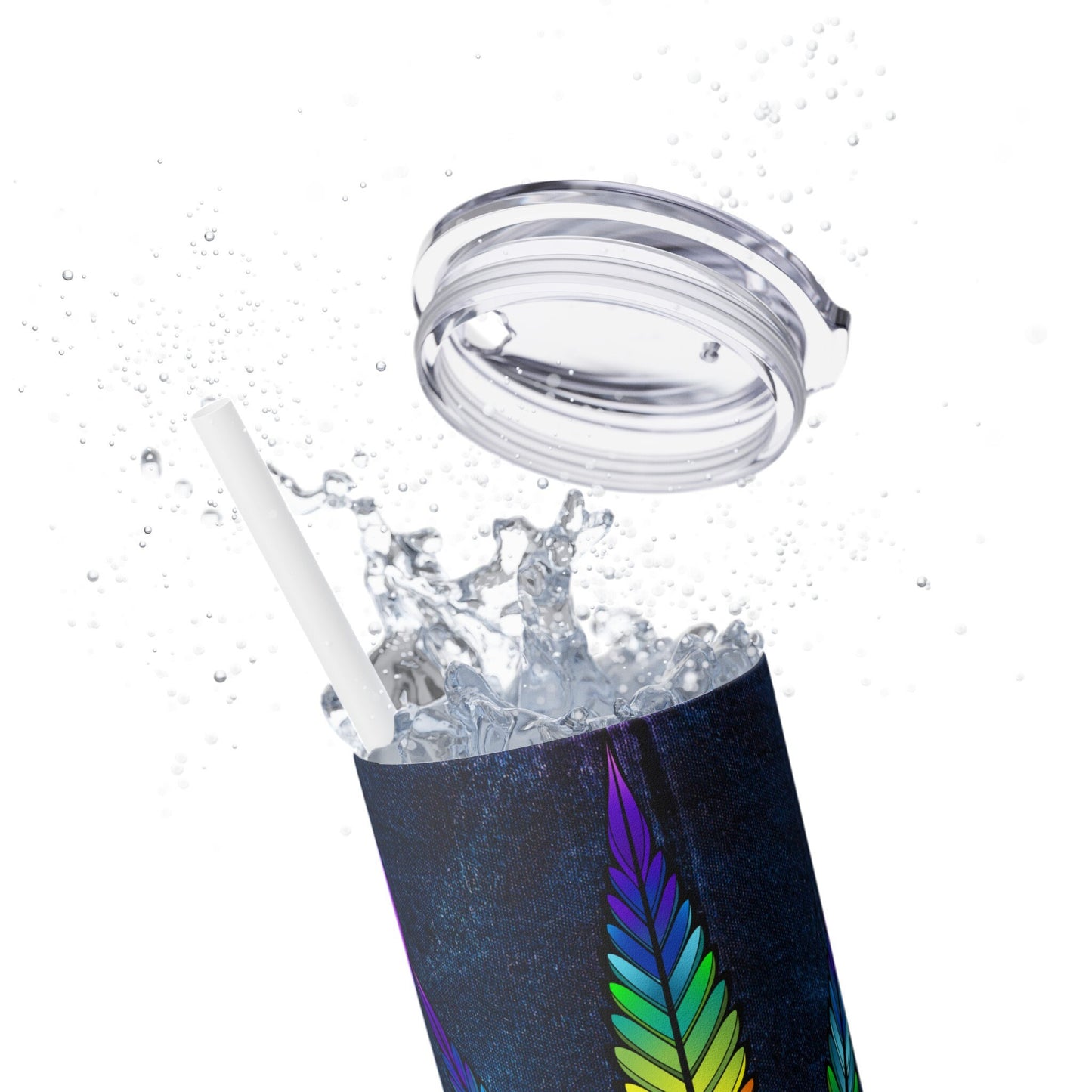 hippy chihuahua Skinny Tumbler with Straw, 20oz