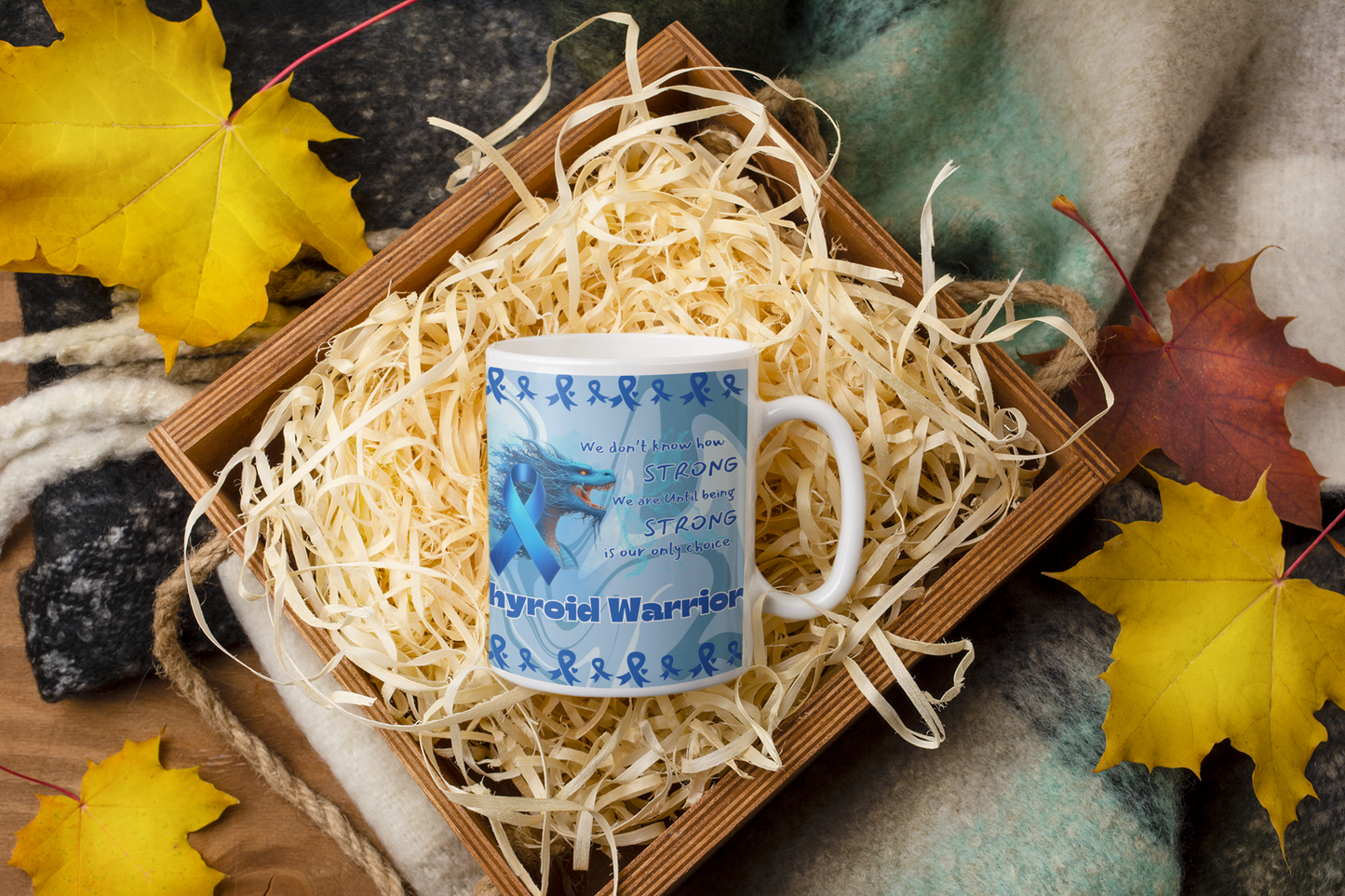 Thyroid Warrior- Thyroid Awareness- We are stong Ceramic Mug 11oz Dragon Courage
