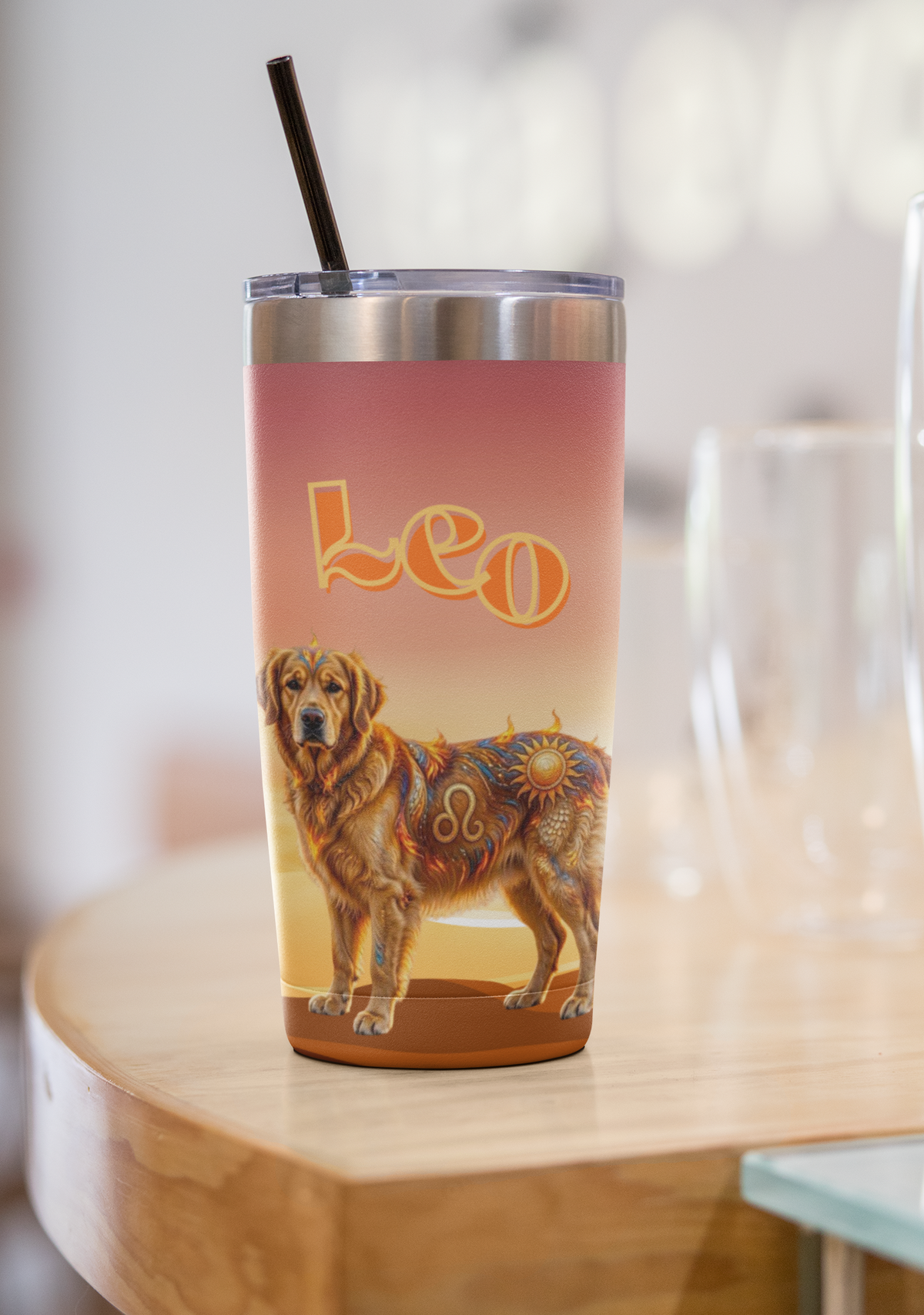 Leo Elements Collection Golden Retriever 20oz Stainless Steel Tumbler
