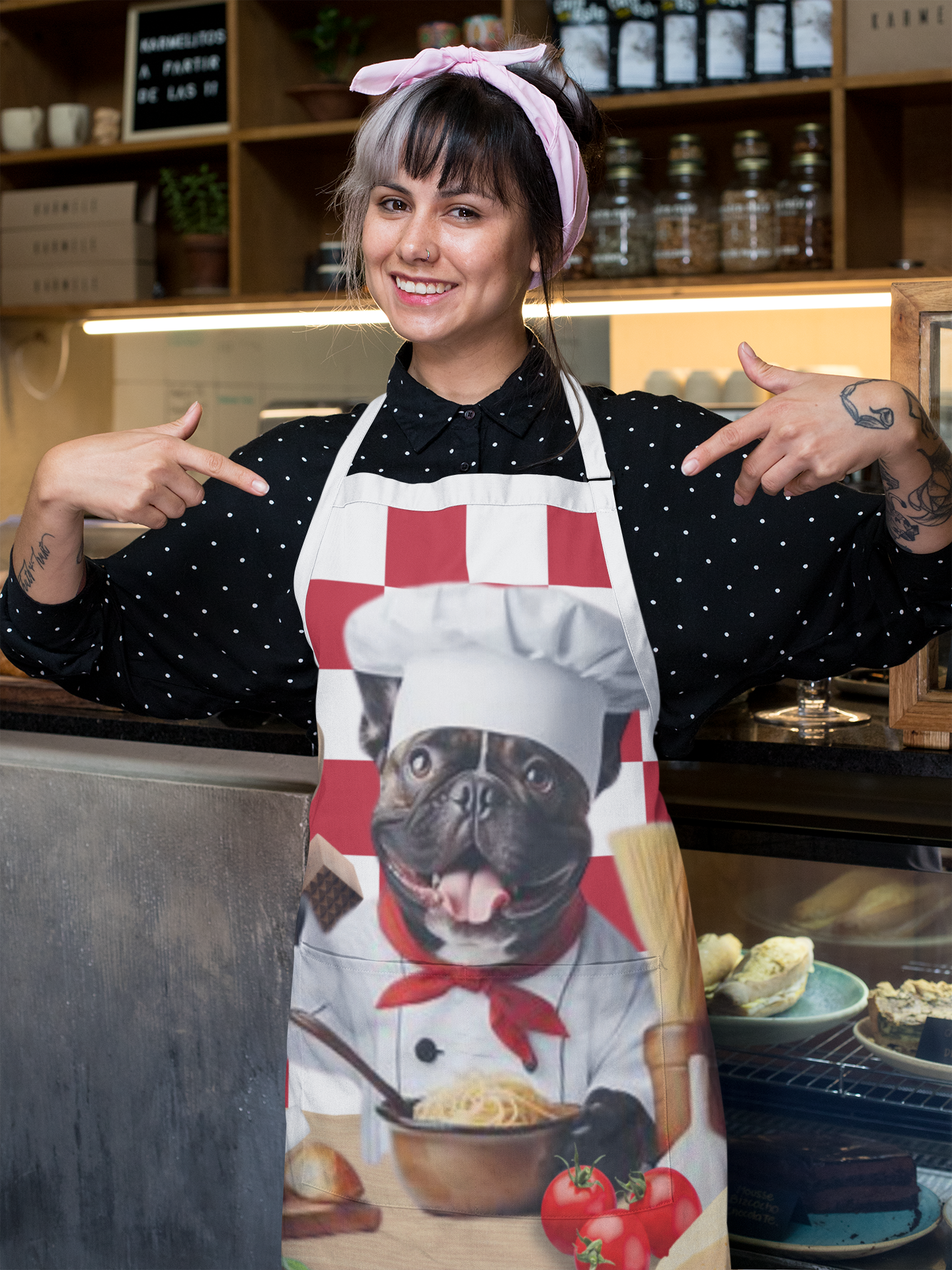 French Bulldog italian chef Apron (AOP)