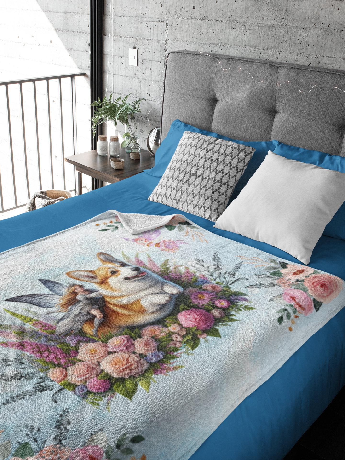 Fairytale Corgi Sherpa Blanket, Two Colors