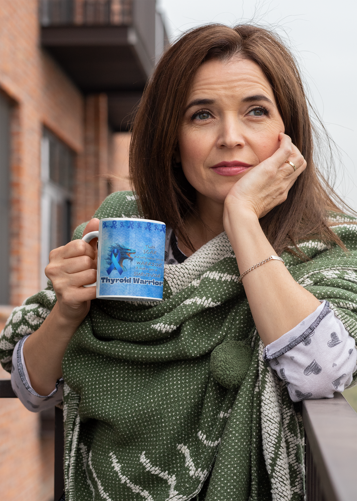 Thyroid Awareness- Thyroid Warrior and Survivor Ceramic Mug 11oz Courage of Dragons