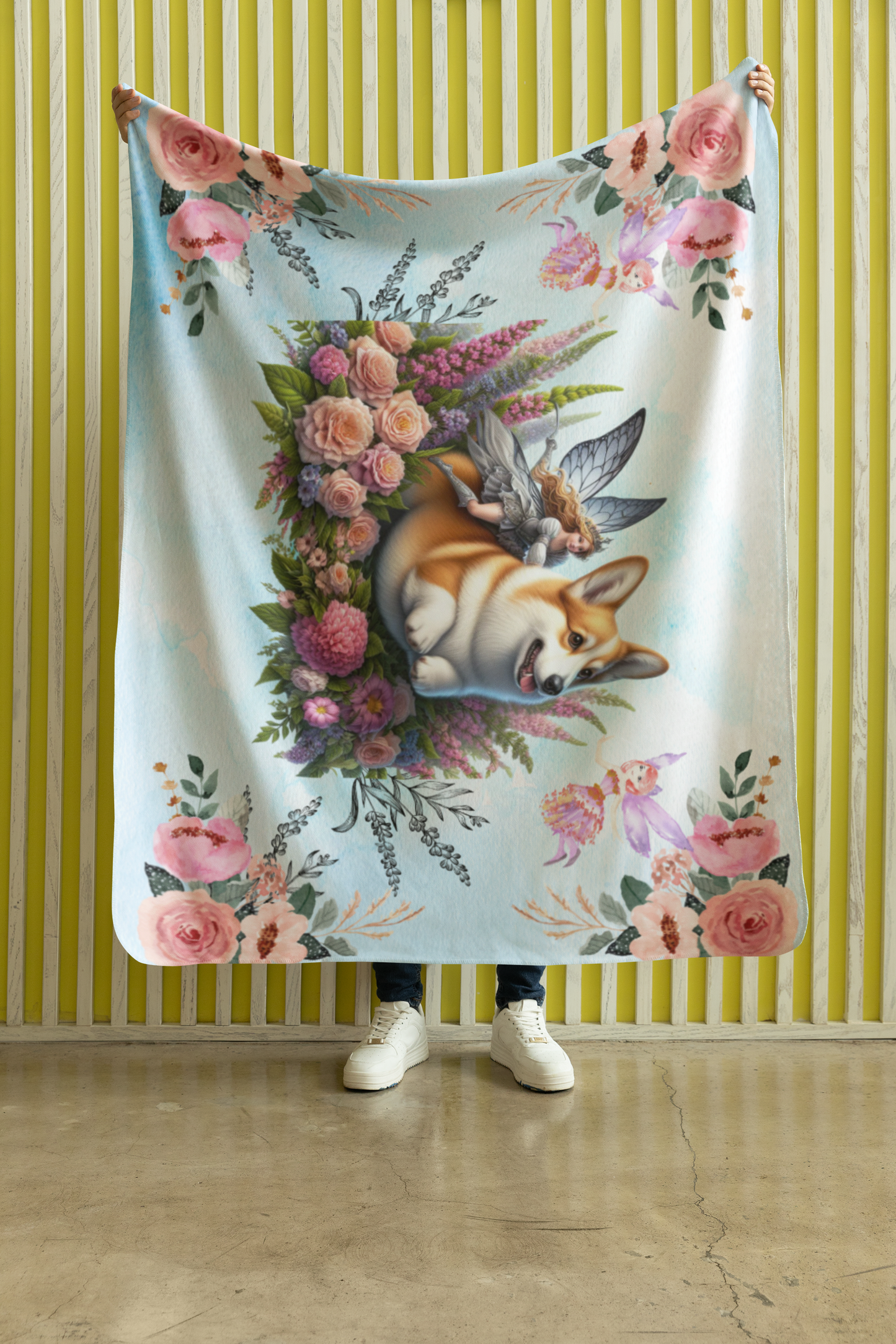 Fairytale Corgi Sherpa Blanket, Two Colors