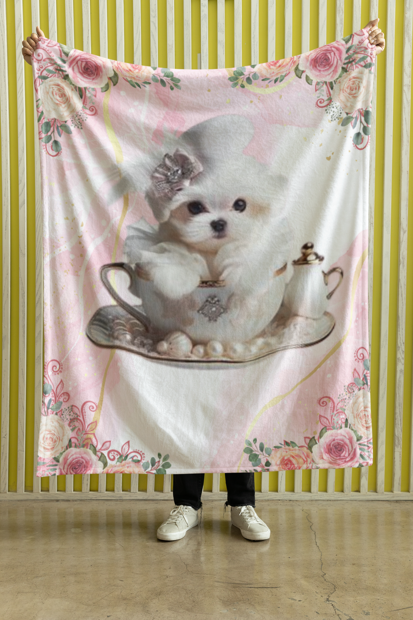 Too CuteTteacup Maltese Puppy Sherpa Fleece Blanket