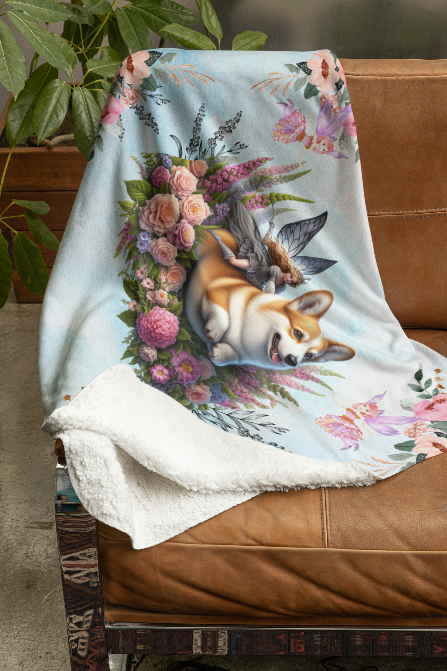 Fairytale Corgi Sherpa Blanket, Two Colors