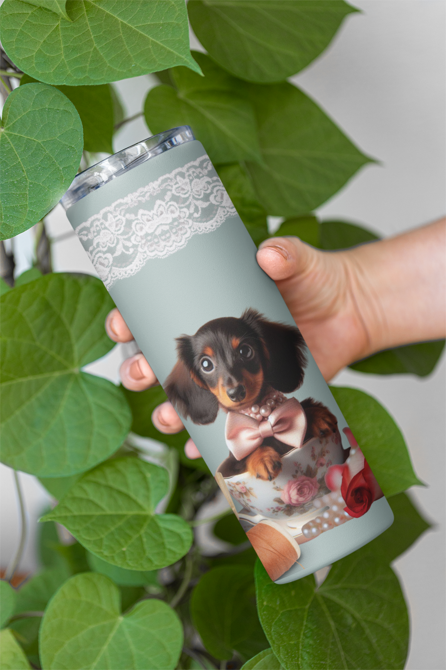 Too Cute Teacup Dacshund Puppy Maars Maker Skinny Matte Tumbler, 20oz