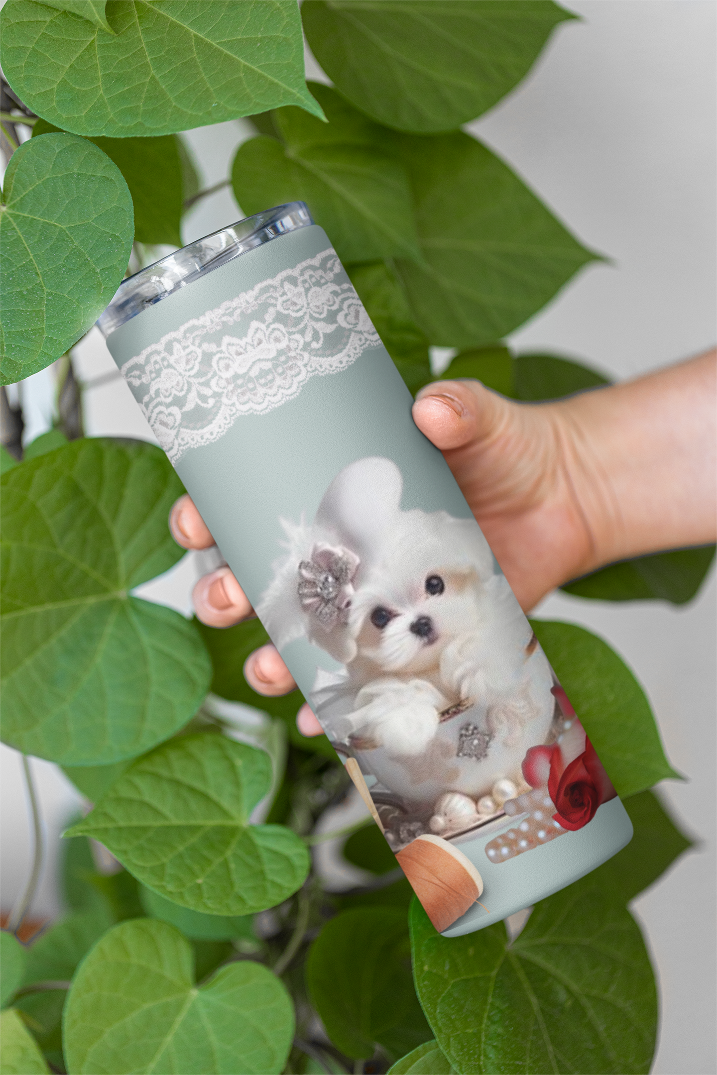 Too Cute Teacup Maltese Puppy Maars Maker Skinny Matte Tumbler, 20oz