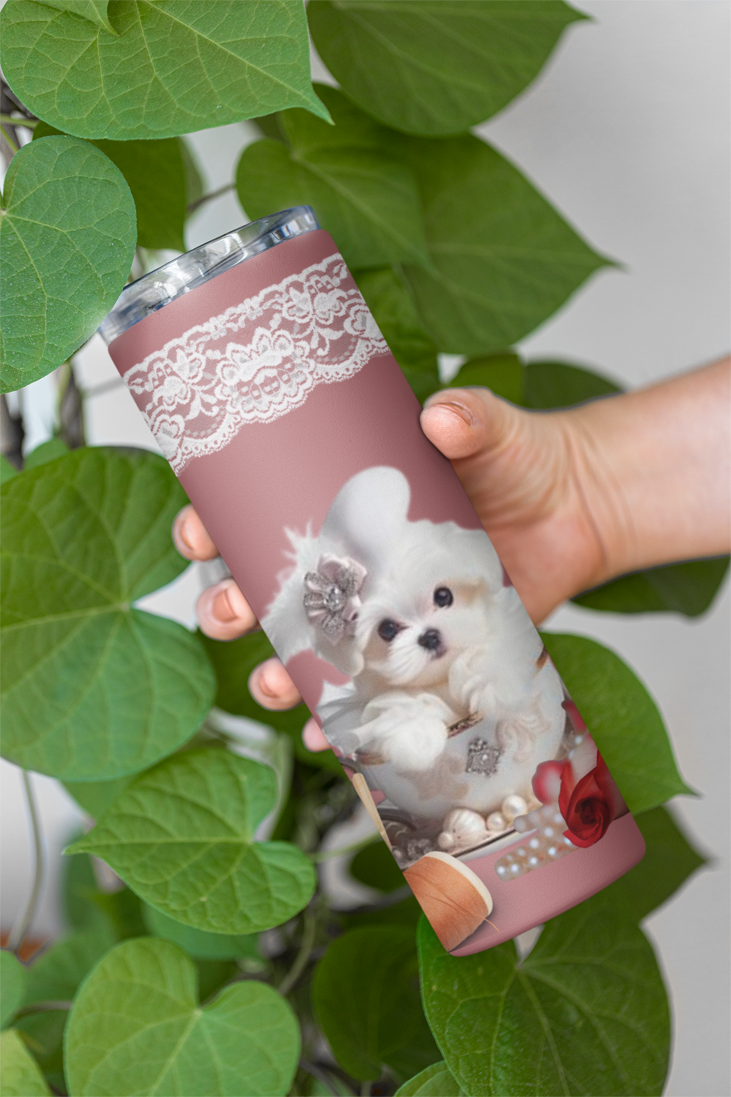 Too Cute Teacup Maltese Puppy Maars Maker Skinny Matte Tumbler, 20oz
