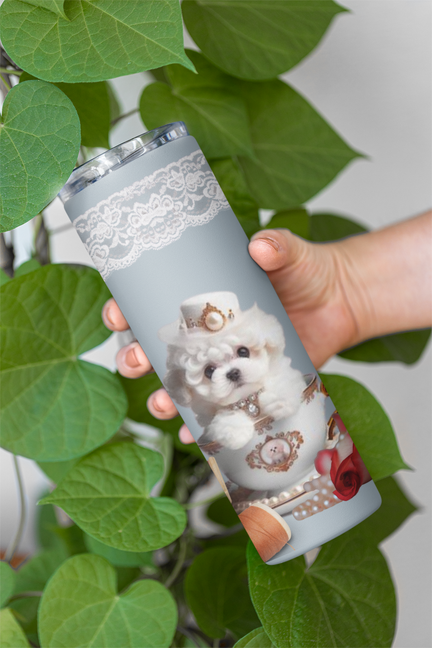 Too Cute Teacup Bichon Frise Puppy Maars Maker Skinny Matte Tumbler, 20oz