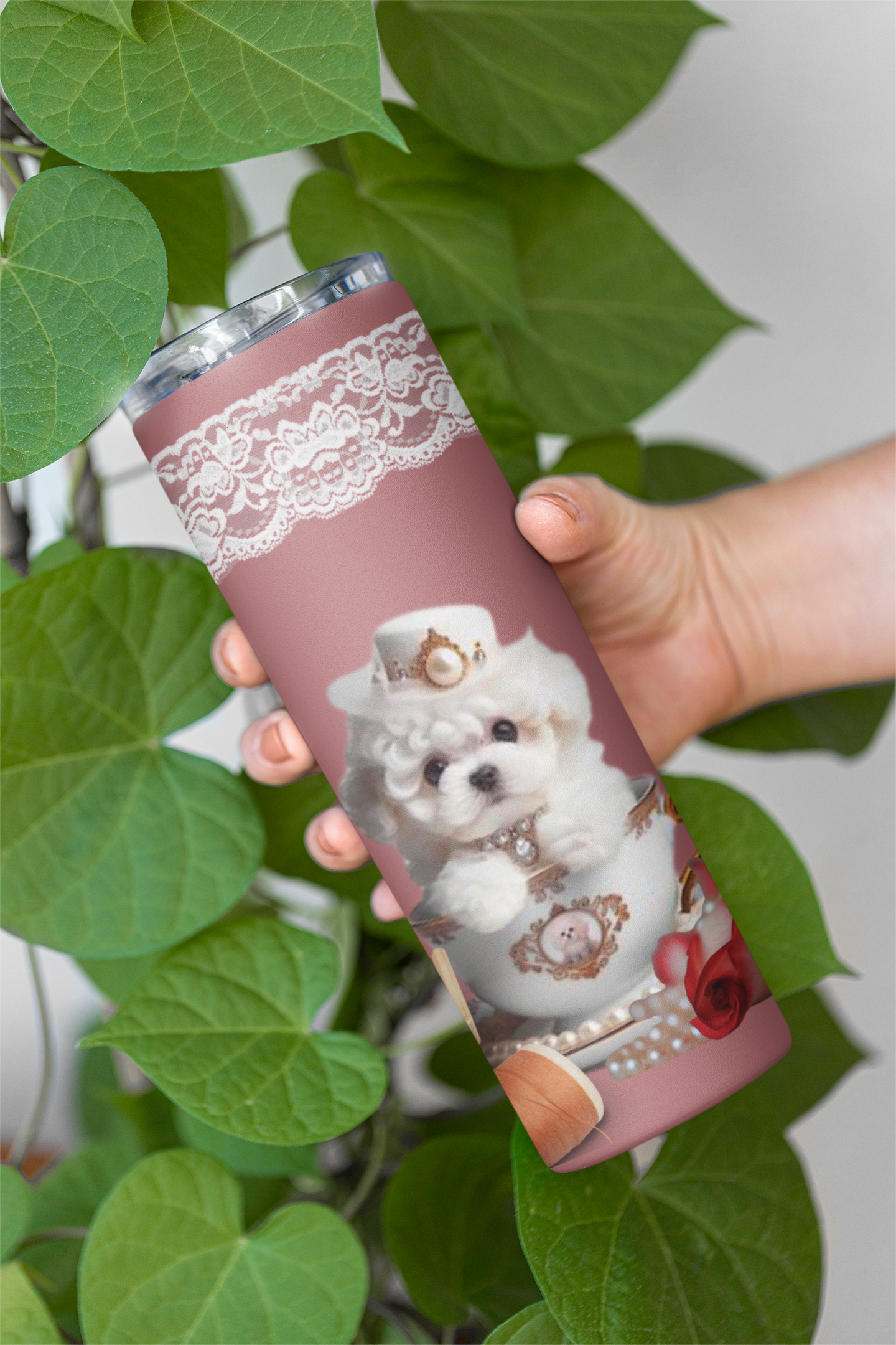 Too Cute Teacup Bichon Frise Puppy Maars Maker Skinny Matte Tumbler, 20oz
