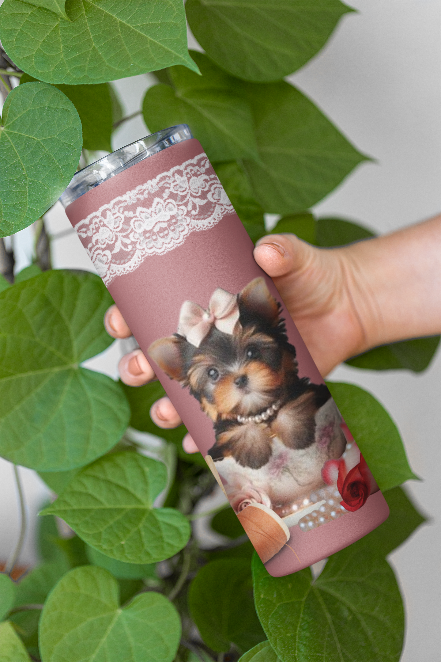 Too Cute Teacup Yorkie Puppy Maars Maker Skinny Matte Tumbler, 20oz