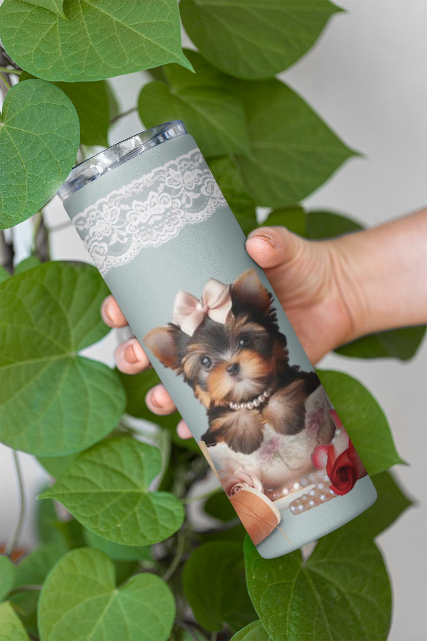 Too Cute Teacup Yorkie Puppy Maars Maker Skinny Matte Tumbler, 20oz