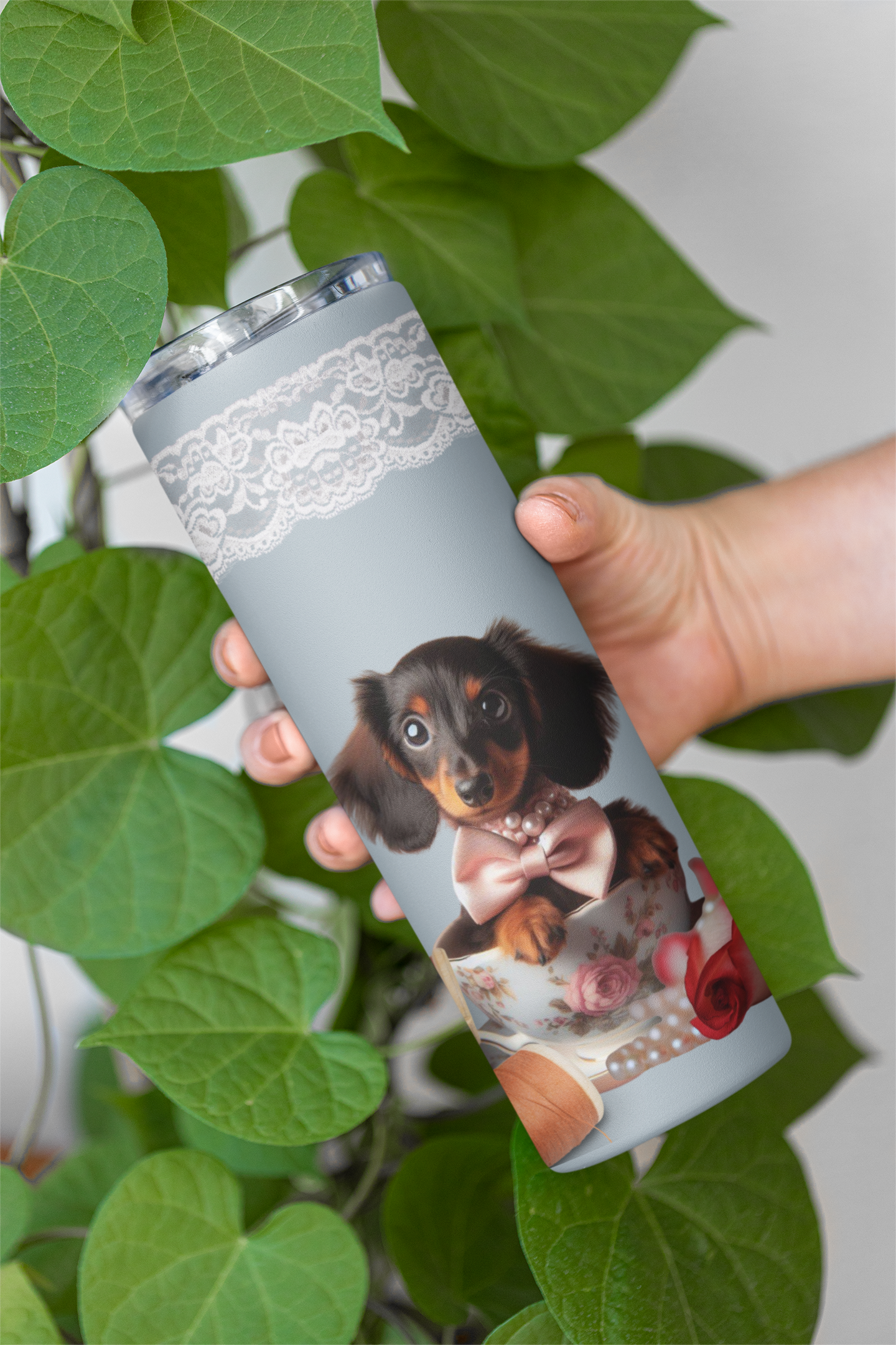 Too Cute Teacup Dacshund Puppy Maars Maker Skinny Matte Tumbler, 20oz