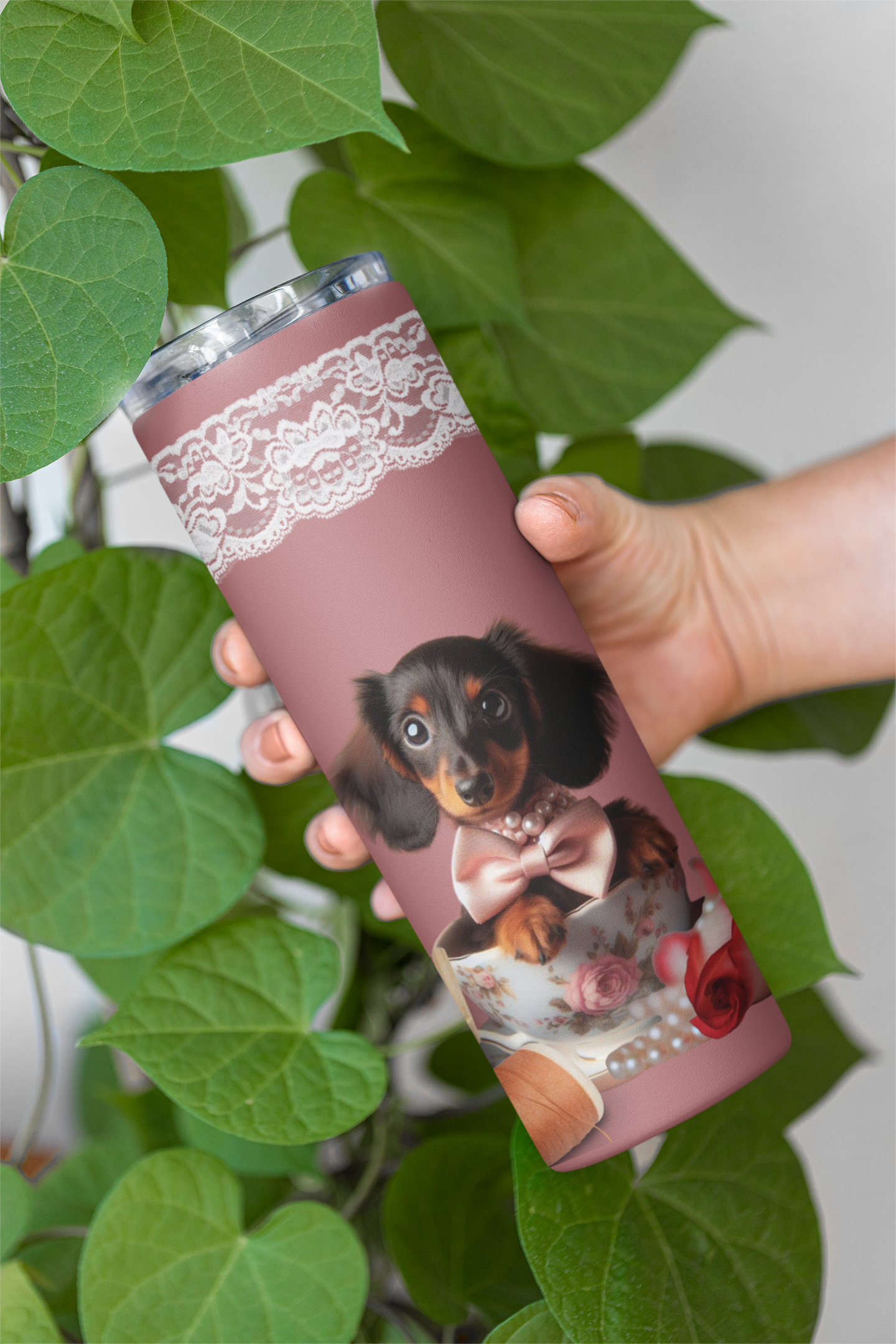 Too Cute Teacup Dacshund Puppy Maars Maker Skinny Matte Tumbler, 20oz