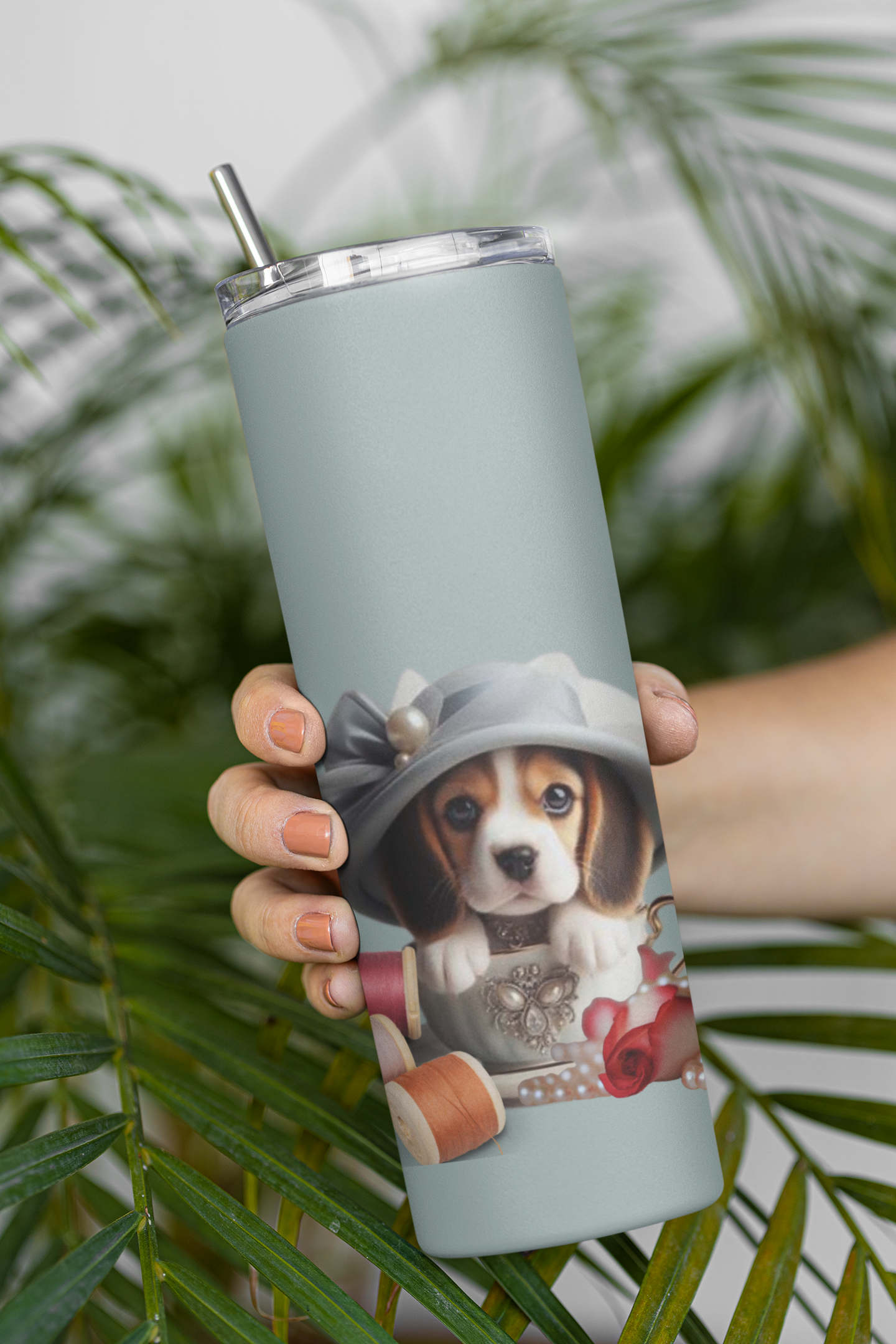 Too Cute Teacup Beagle Puppy Maars Maker Skinny Matte Tumbler, 20oz