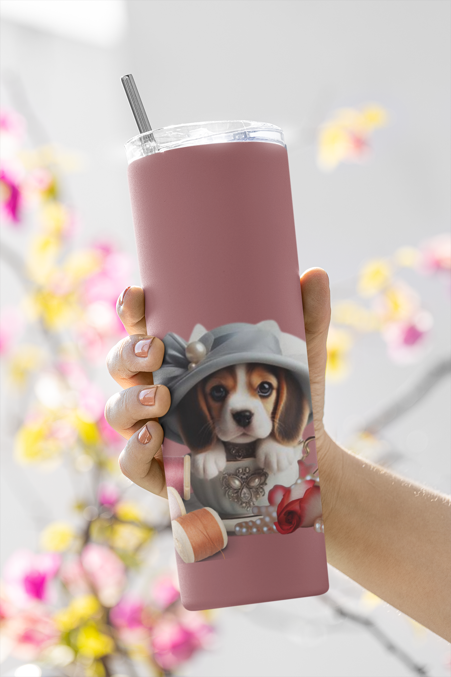 Too Cute Teacup Beagle Puppy Maars Maker Skinny Matte Tumbler, 20oz