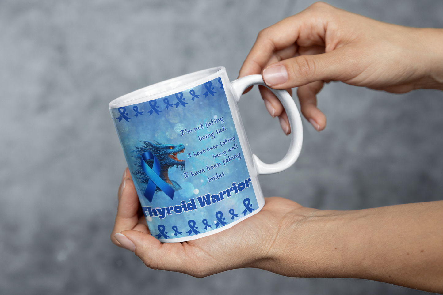 Thyroid Warrior- thyroid Faking being well- Thyroid Awareness Ceramic Mug 11oz