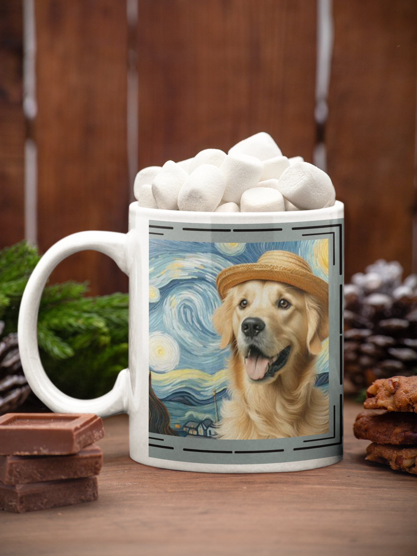 Golden Retriever Van Gogh Ceramic Mug 11oz