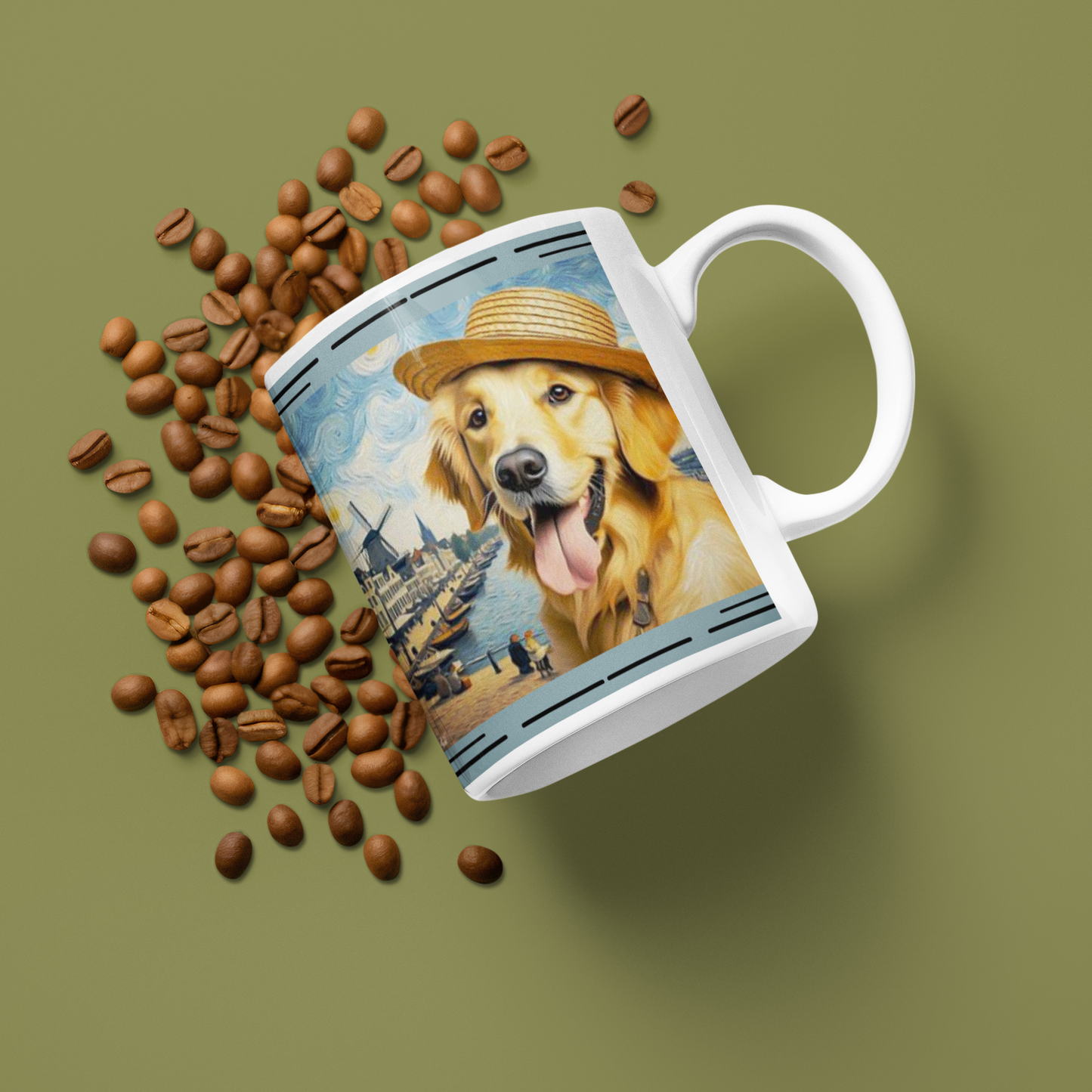 Golden Retriever Van Gogh Ceramic Mug 11oz