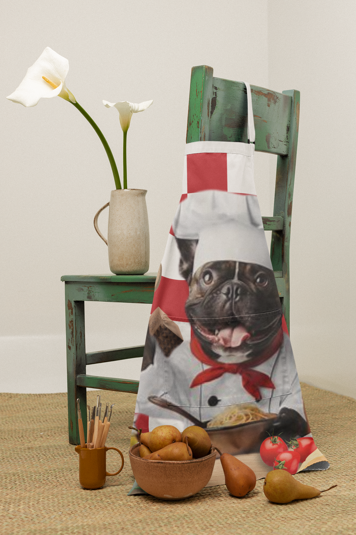 French Bulldog italian chef Apron (AOP)