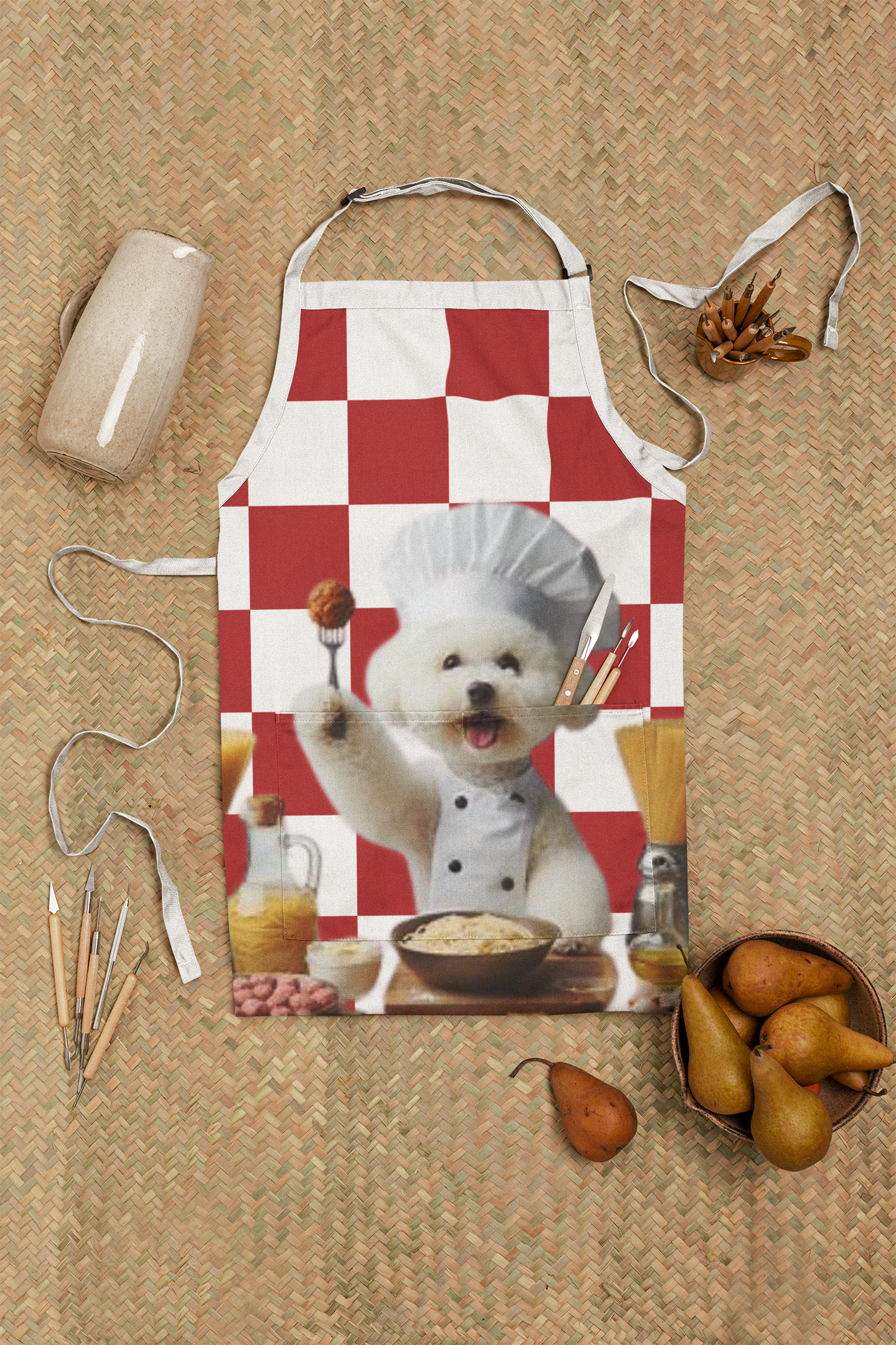 Bichon Frise Italian chef Apron