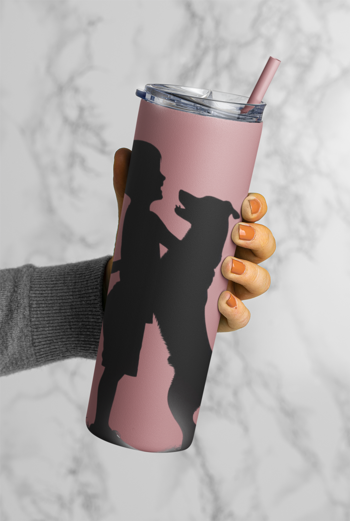 Hug a Dog Maars Maker Skinny Matte Tumbler, 20oz - Silhouette design