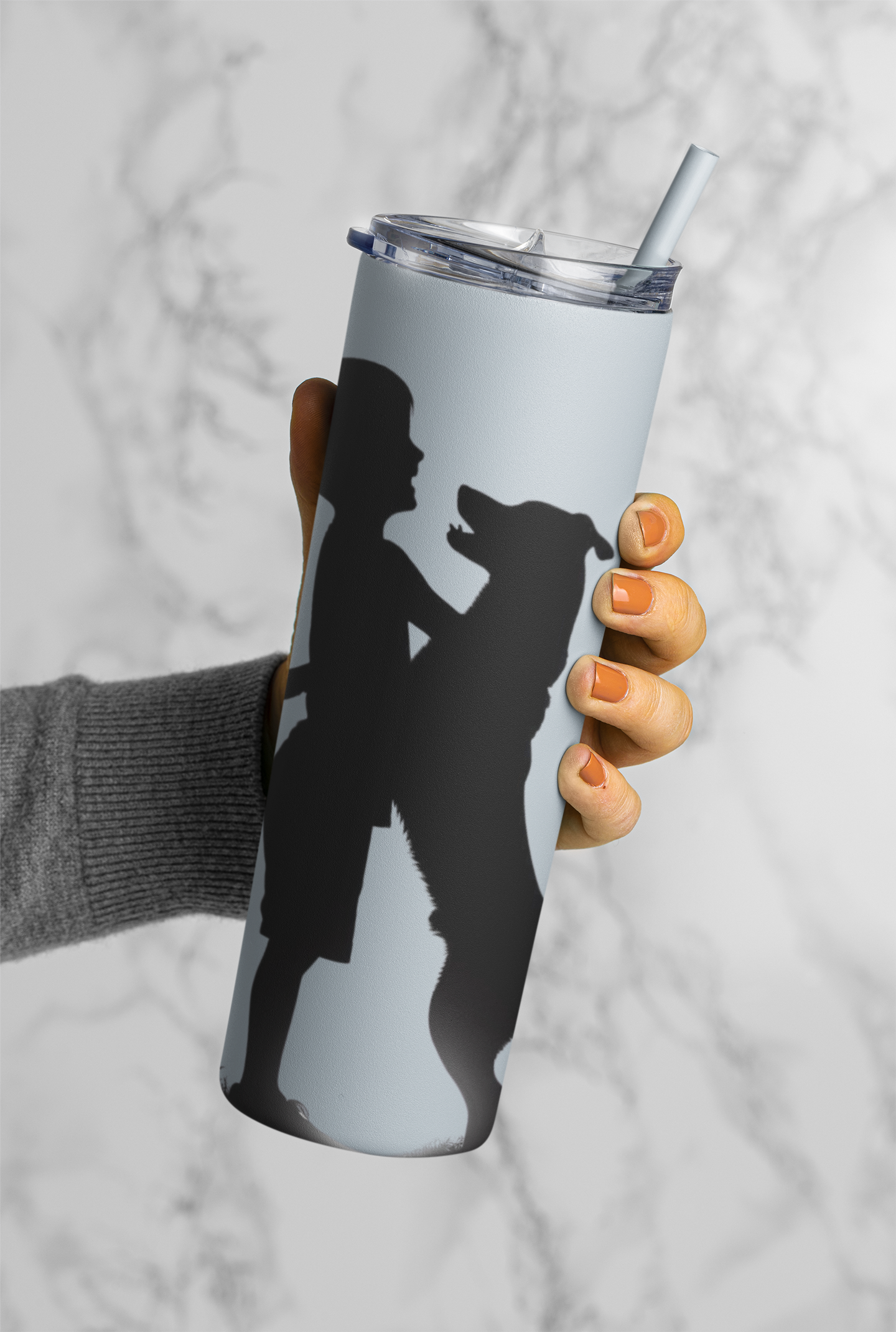 Hug a Dog Maars Maker Skinny Matte Tumbler, 20oz - Silhouette design