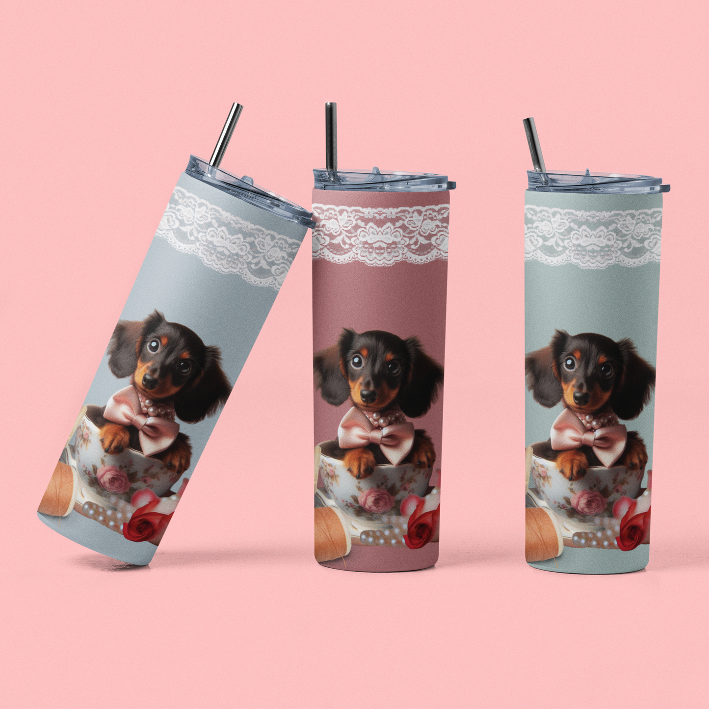 Too Cute Teacup Dacshund Puppy Maars Maker Skinny Matte Tumbler, 20oz